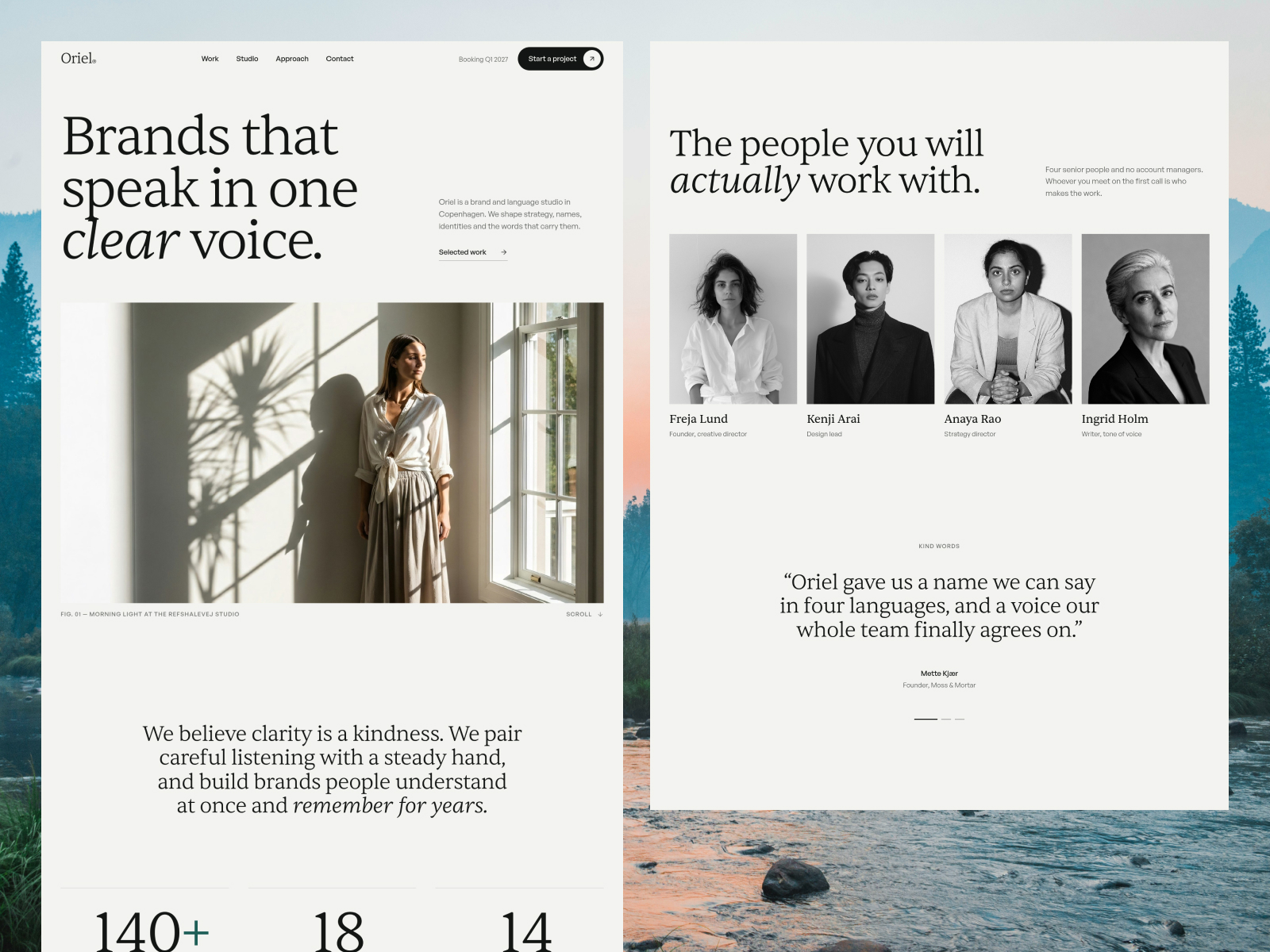 Oriel Studio — Free Agency Template for Framer preview