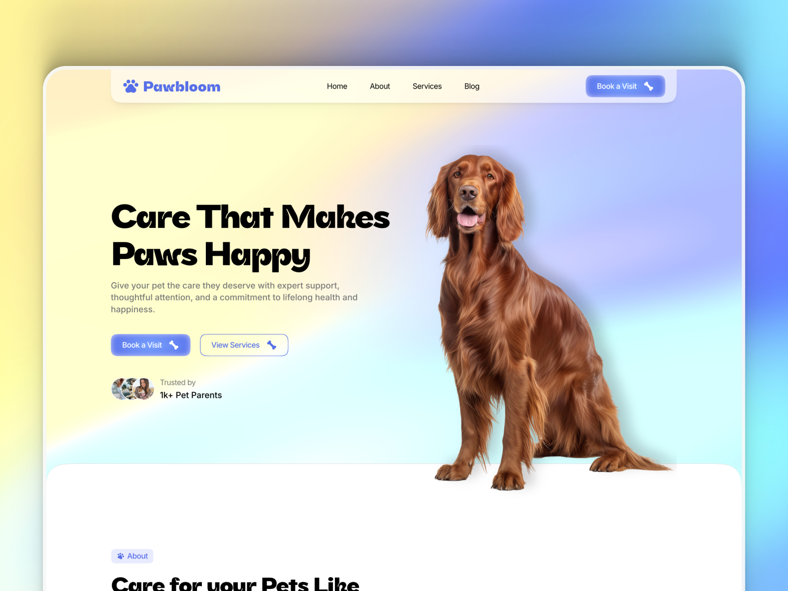 Pawbloom — Free Pet Care Brand Framer Template preview