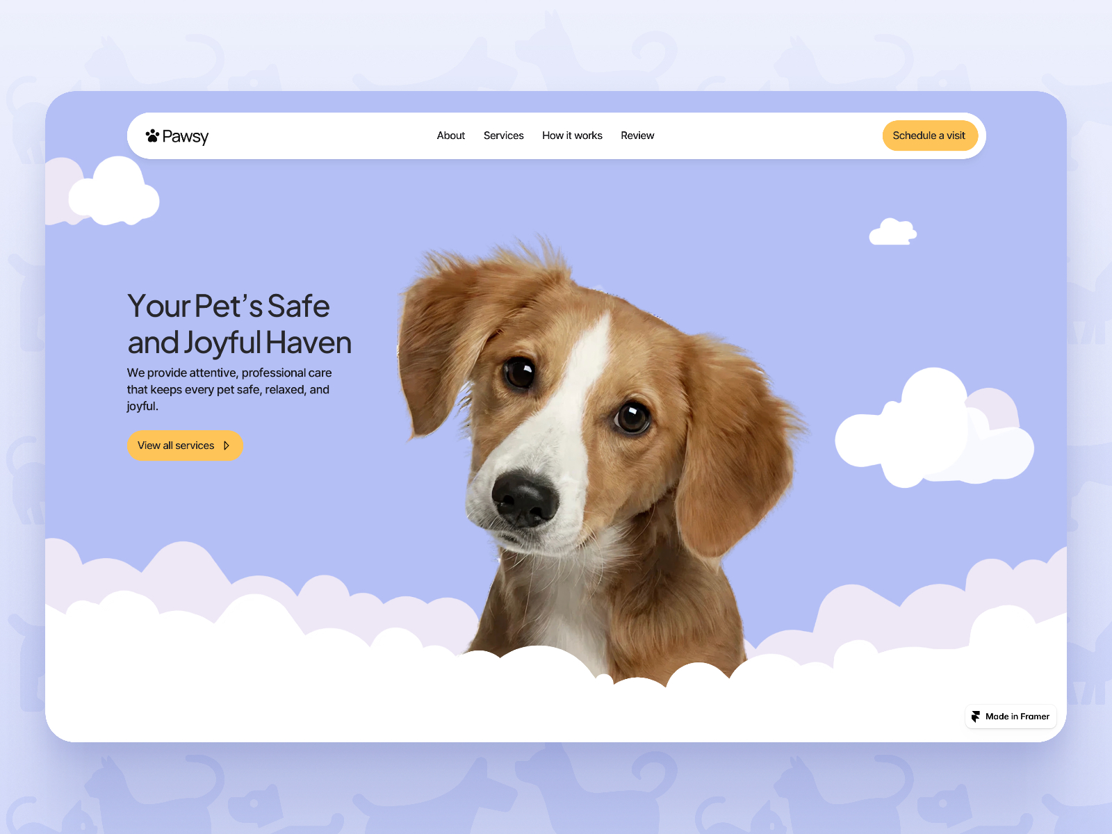 Pawsy — Free Local Service Framer Template preview