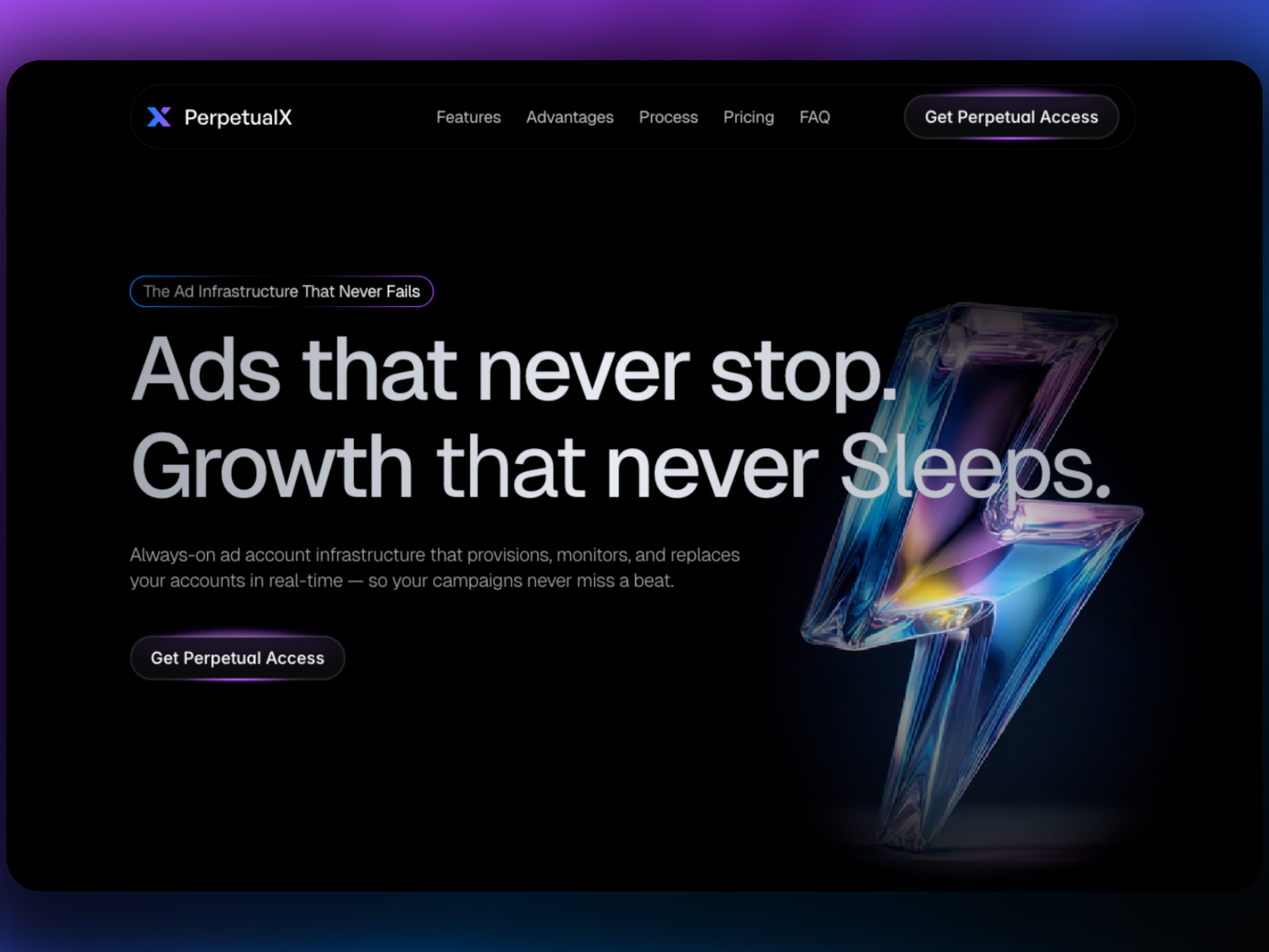 PerpetualX — Free SaaS Framer Template preview