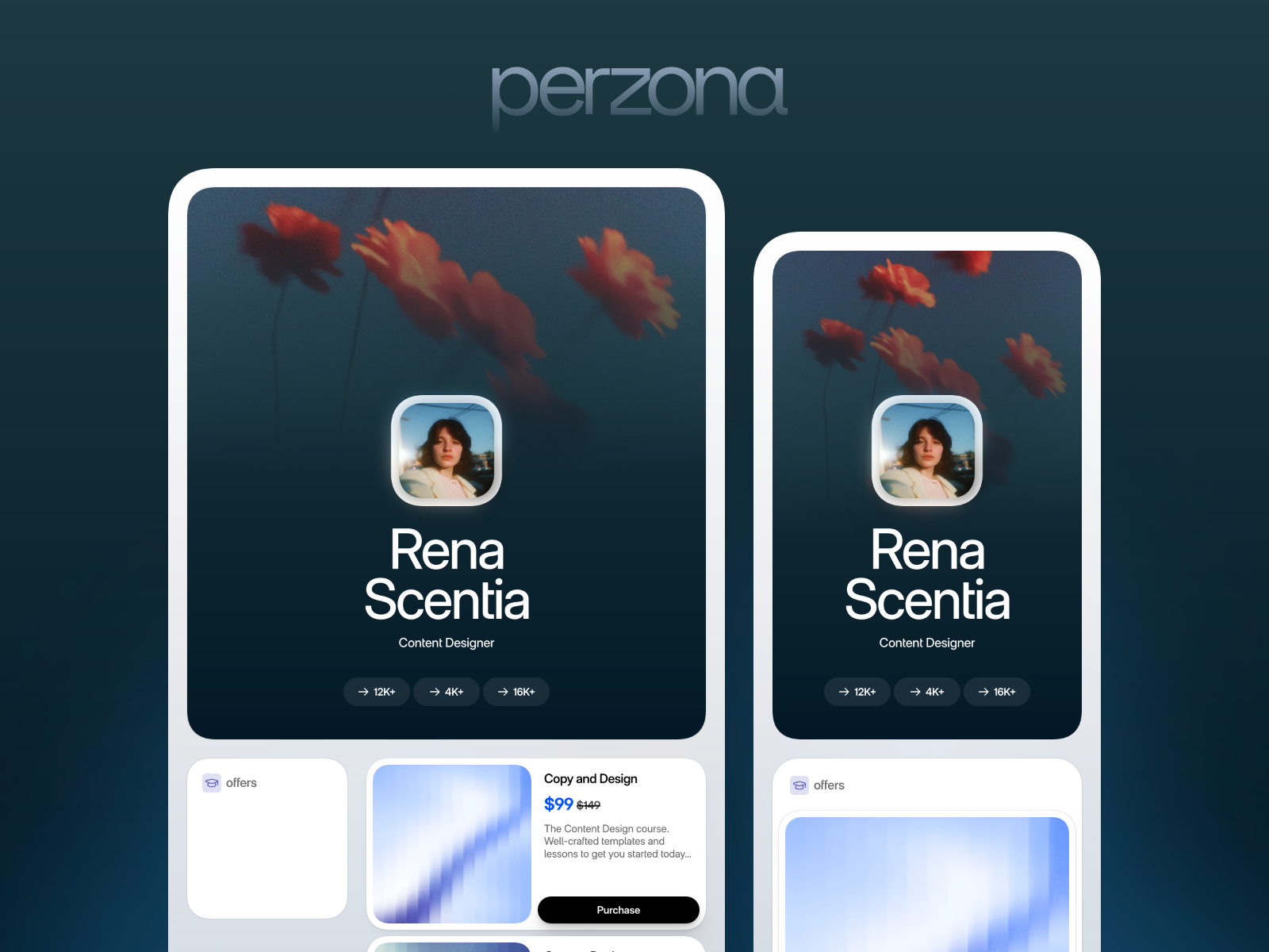Perzona — Free Creator Brand Hub Framer Template preview