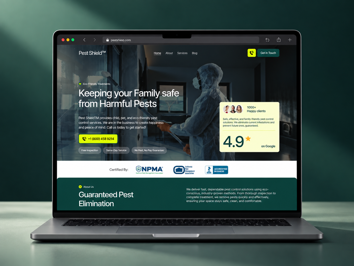 Pest Shield — Free Home Services Template for Framer preview