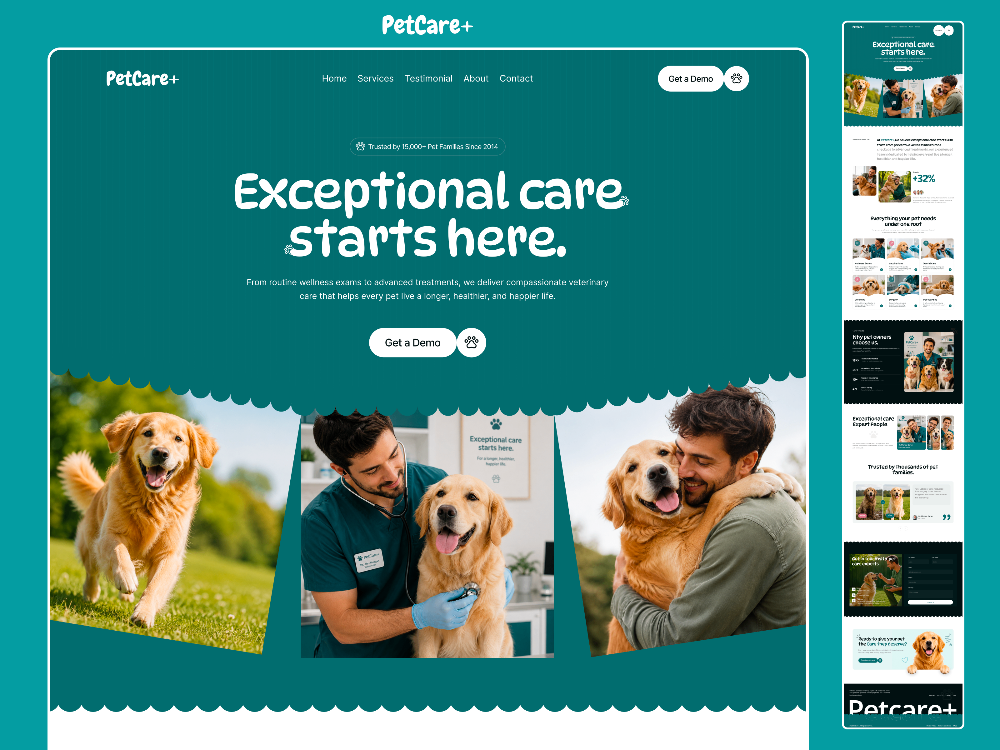 PetCare Website — Free Pet Care Template for Framer preview