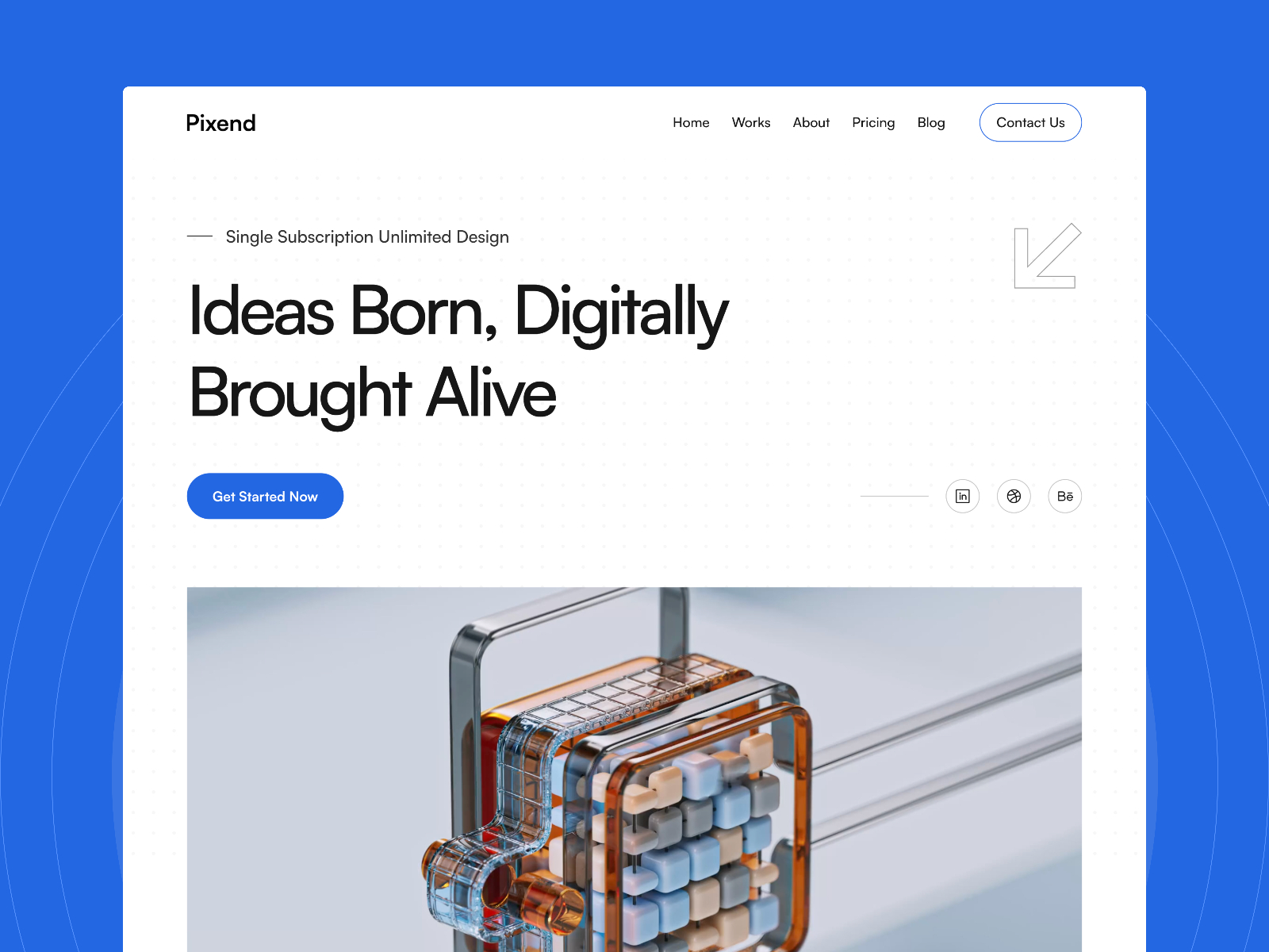Pixend: Free Portfolio Website Template by Istiaq (EV Studio) — Free Portfolio Framer Template preview