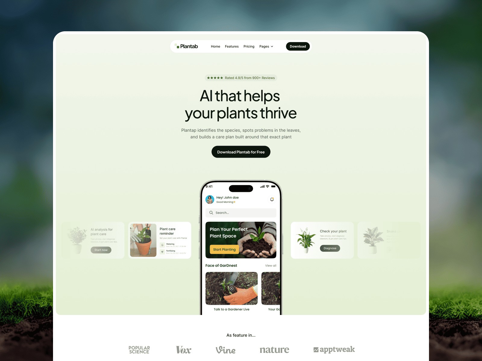 Plantab: Free AI Website Template by Framebite — Free SaaS Framer Template preview