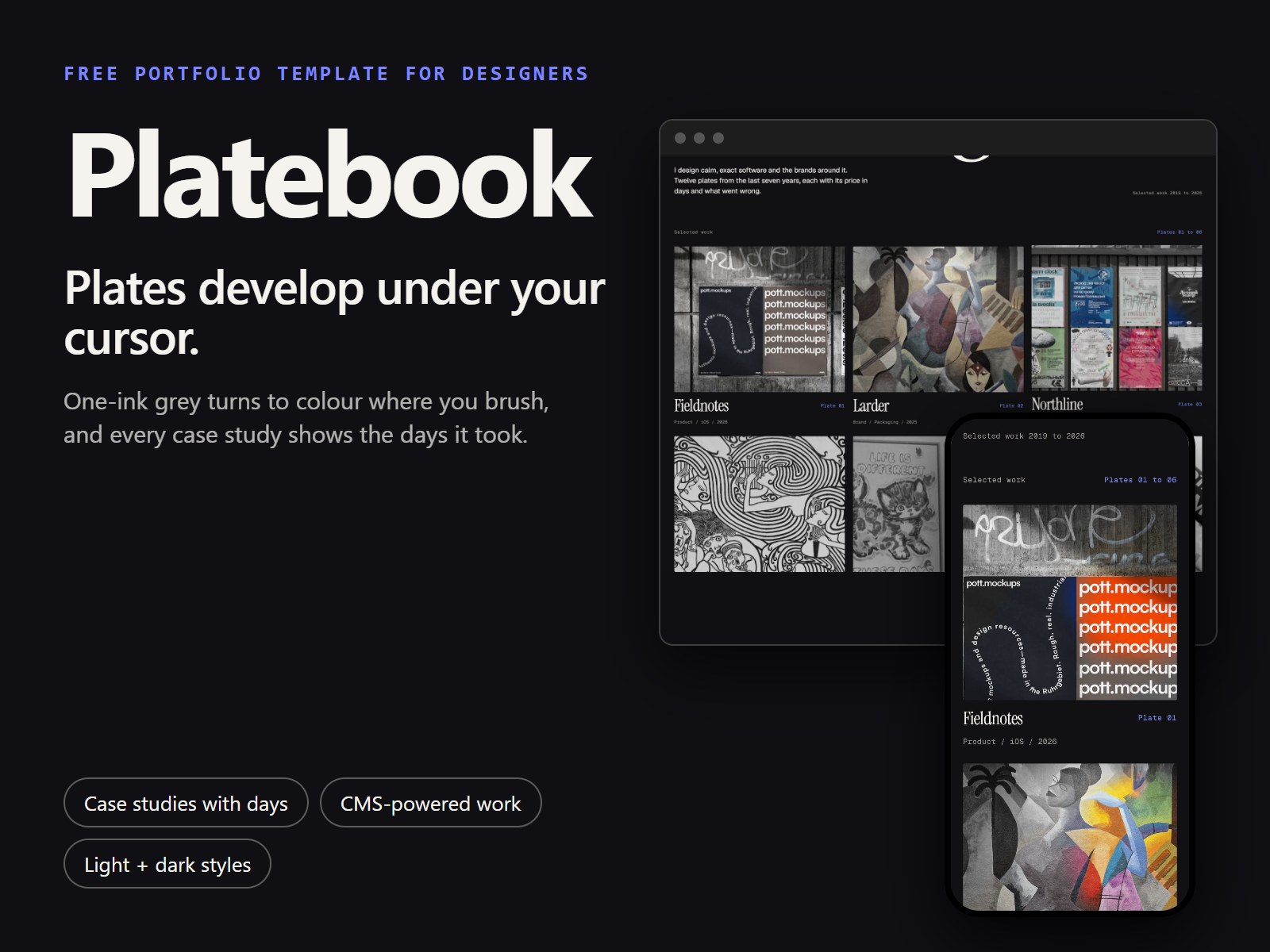 Platebook — Free Portfolio Template for Framer preview