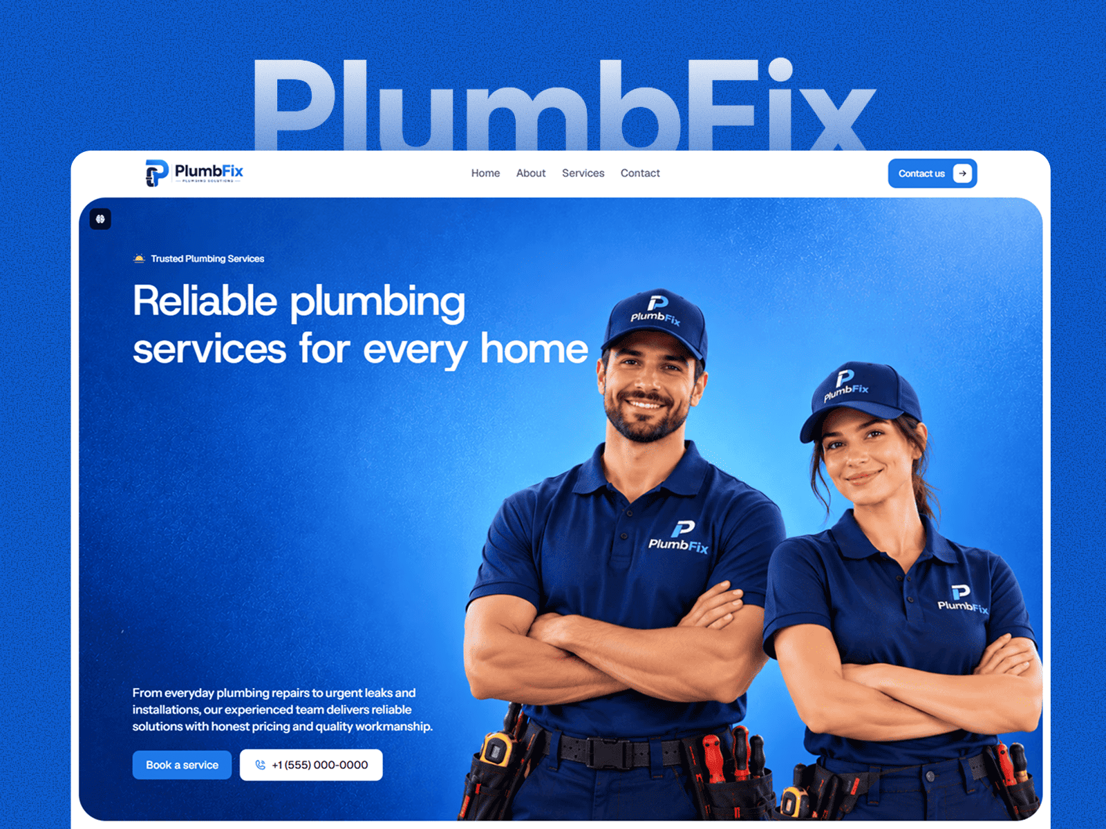 PlumbFix — Free Home Services Template for Framer preview