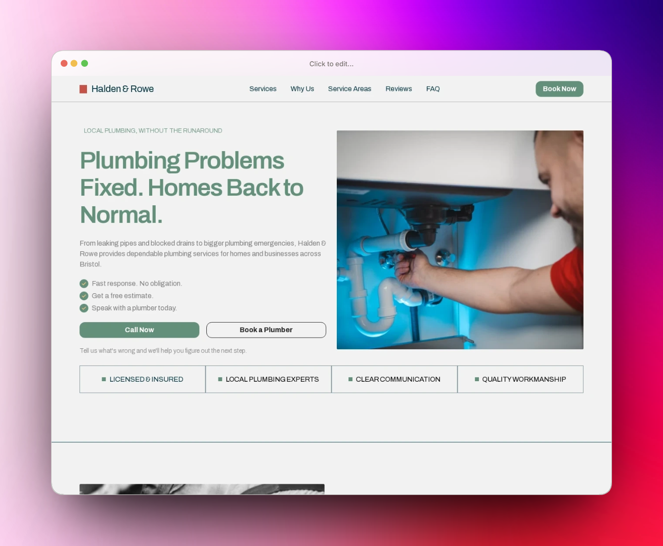 Plumbing by Neil — Free Home Services Framer Template preview