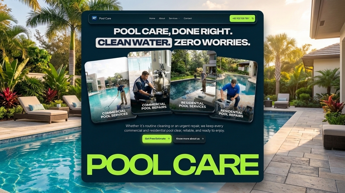 Pool care — Free Portfolio Framer Template preview