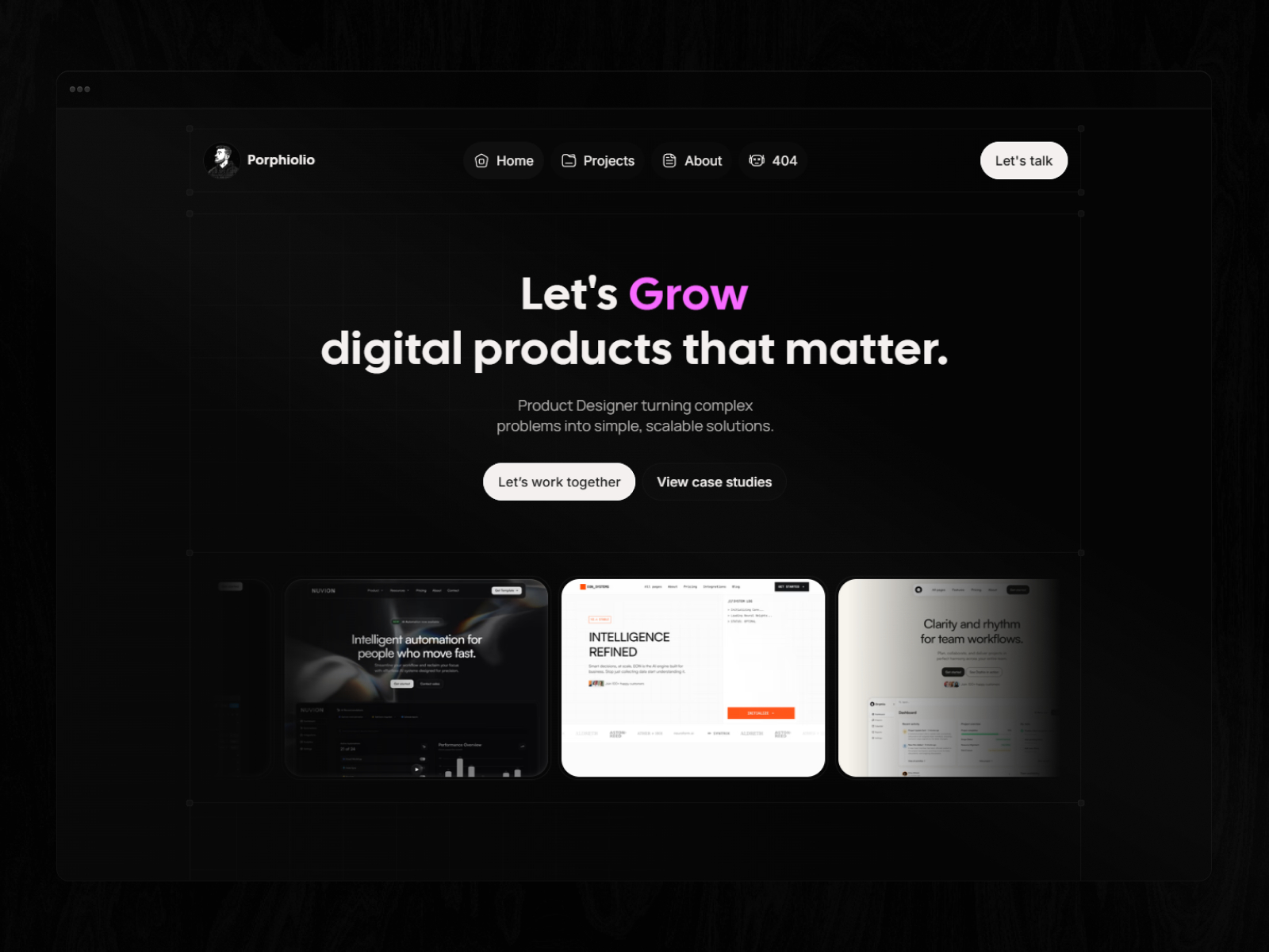Porphiolio — Free Creative Portfolio Framer Template preview