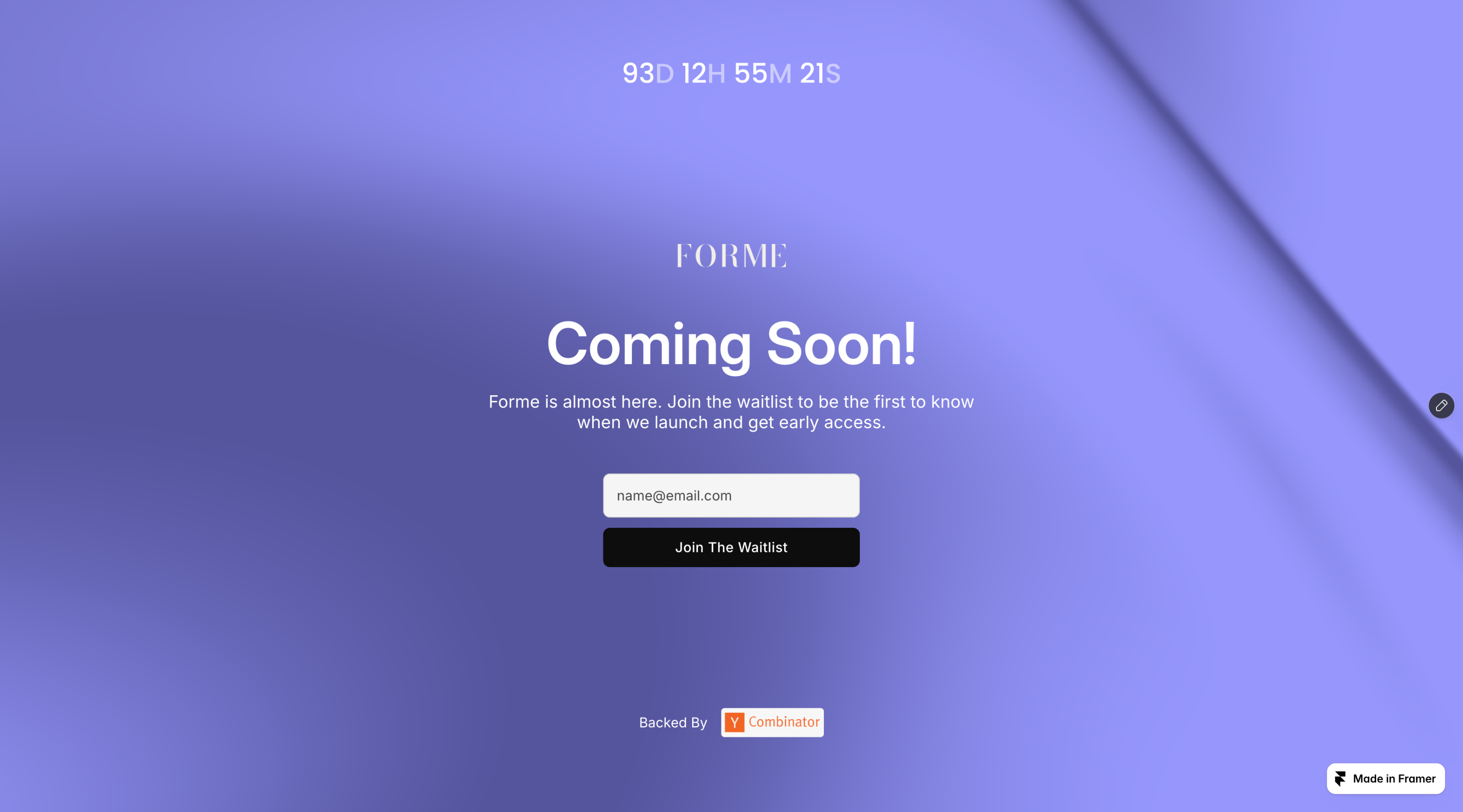 Prelauncher — Free Waitlist Landing Page Template for Framer preview