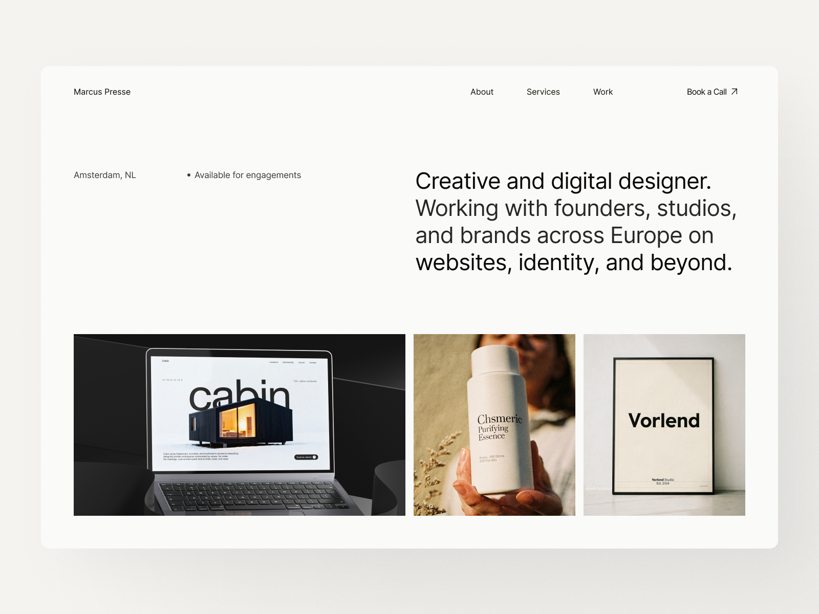 Presse — Free Designer Portfolio Framer Template preview