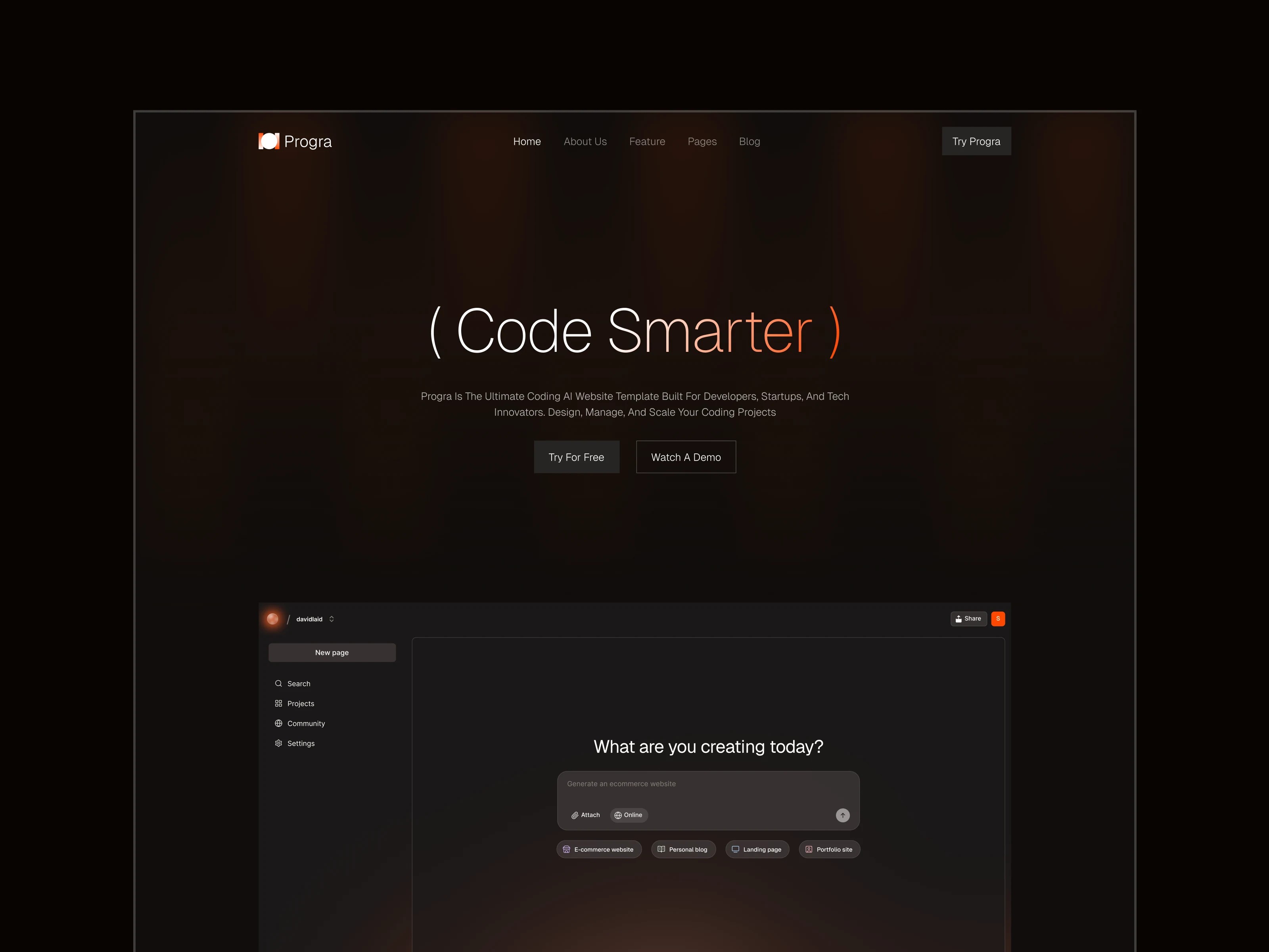 Progra: Free AI Website Template by Nizam Uddin — Free Blog Framer Template preview