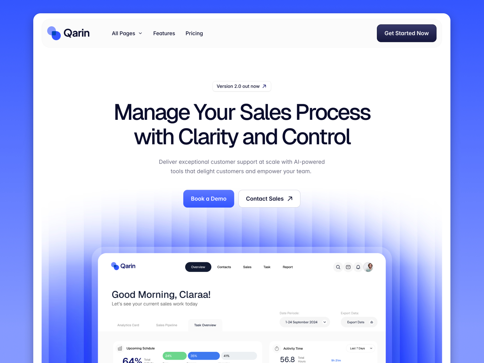 Qarin — Free SaaS & AI Product Framer Template preview
