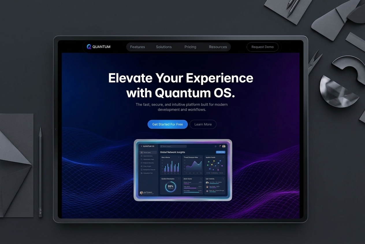 QuantumOS: Free SaaS Website Template by Hussain Ahmad — Free HR Framer Template preview