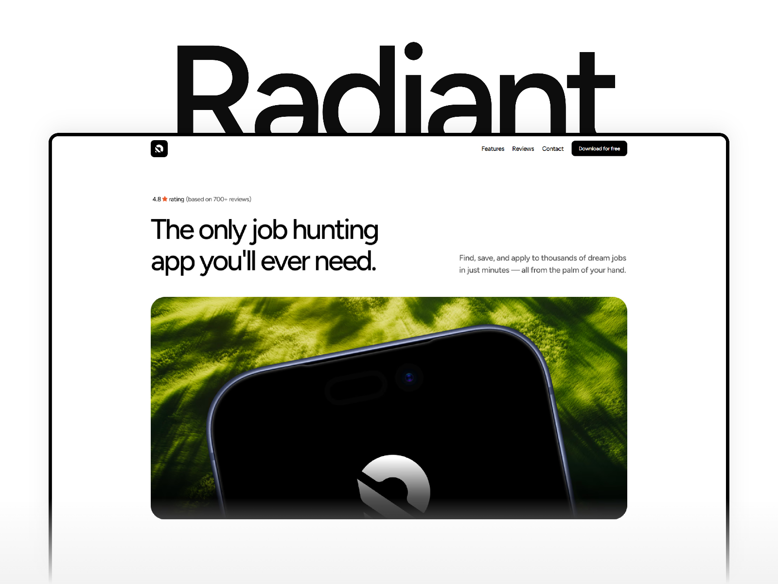 Radiant — Free Landing Page Framer Template preview