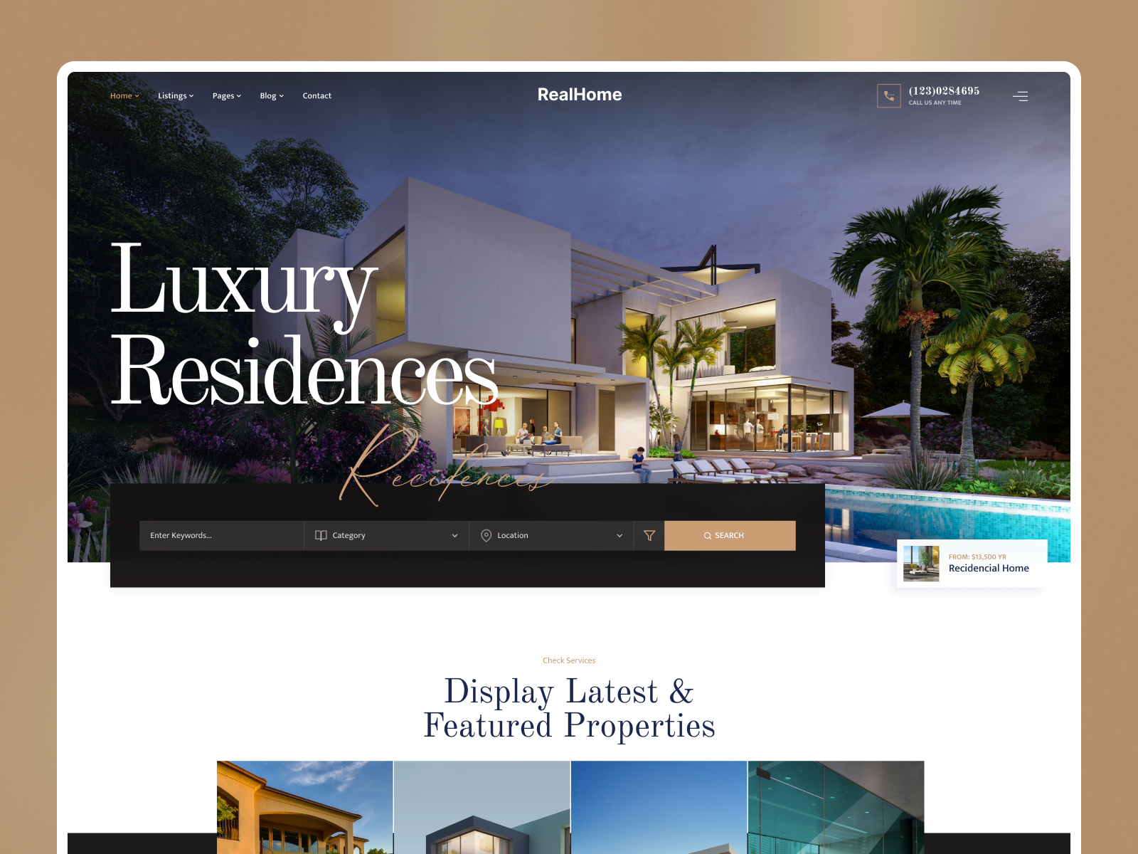 RealHomes: Free Property Website Template by Geniusflow — Free Real Estate Framer Template preview