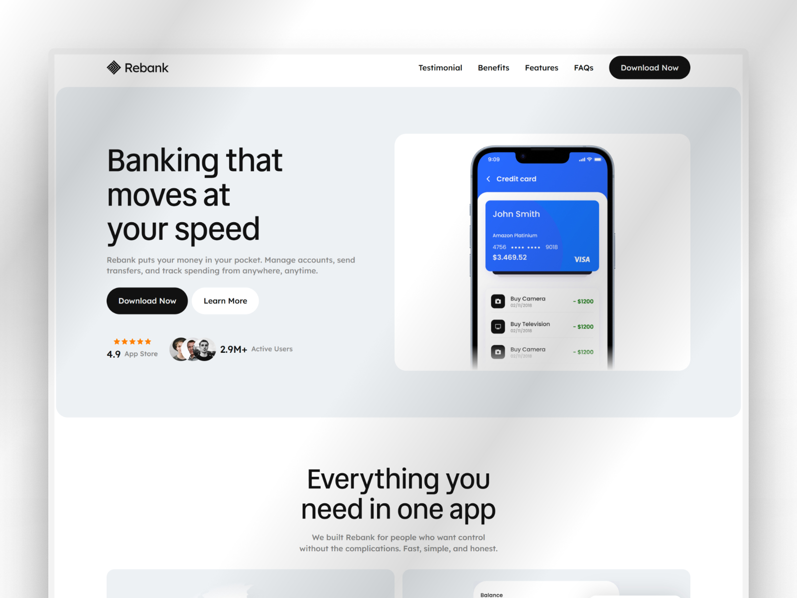 Rebank — Free Finance Framer Template preview