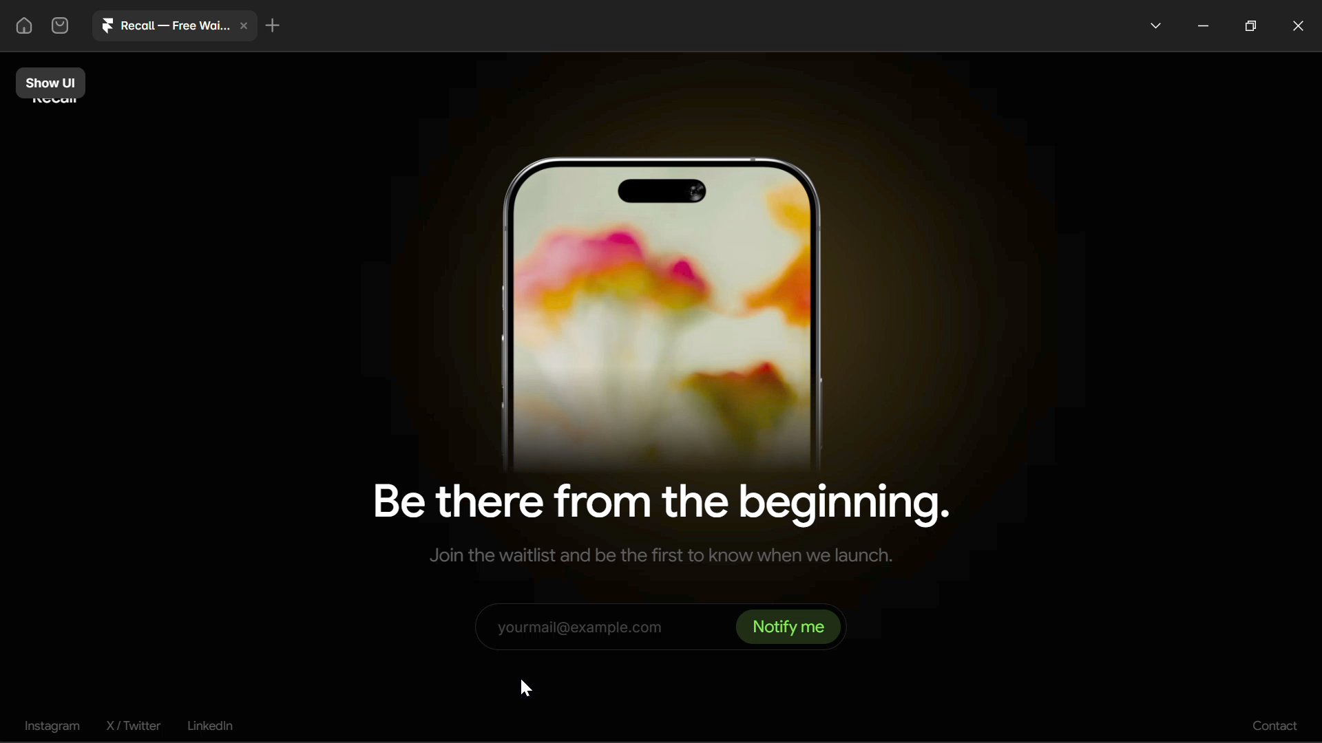 Recall Mini Waitlist — Free SaaS Website Template by Hani — Free SaaS Template for Framer by Hani preview
