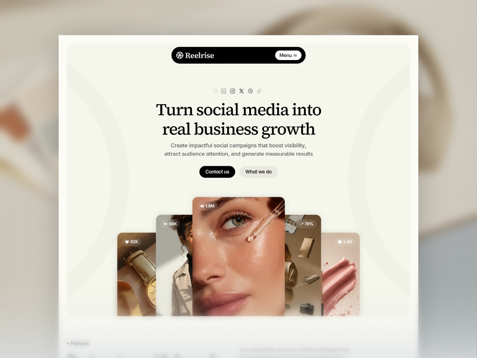 Reelrise — Free Social Media Agency Framer Template preview