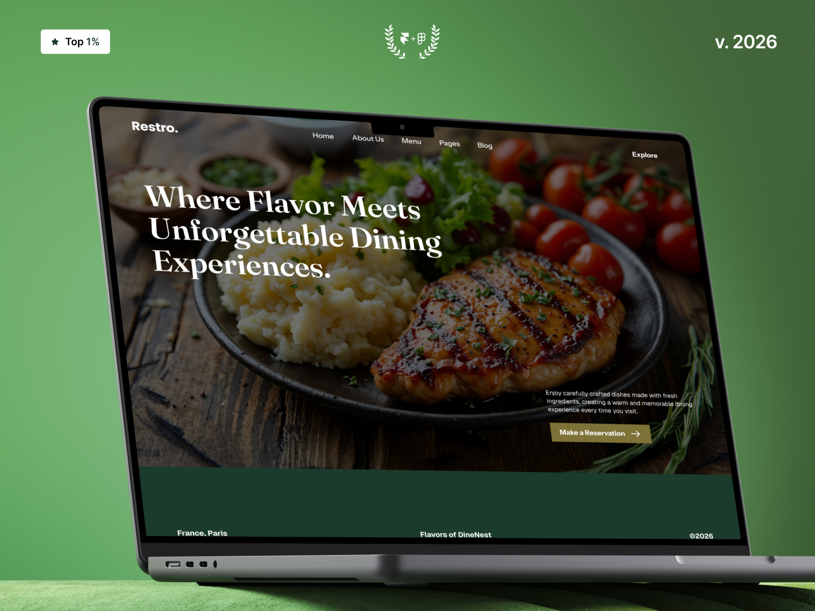Restro — Free Food Framer Template preview