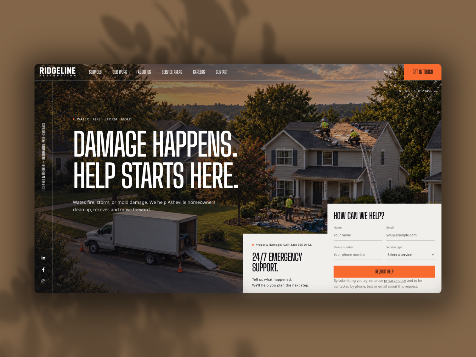 Ridge Restoration — Free SaaS Framer Template preview