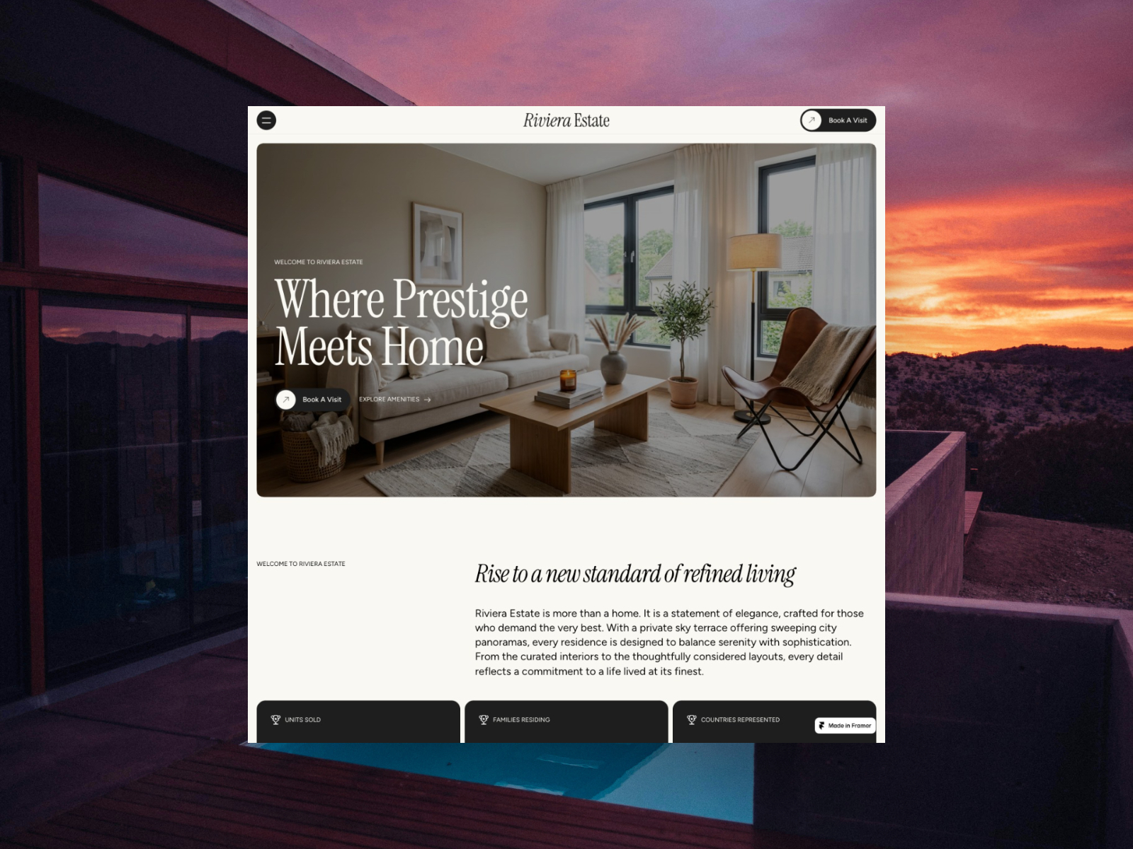 Riviera — Free Real Estate Framer Template preview