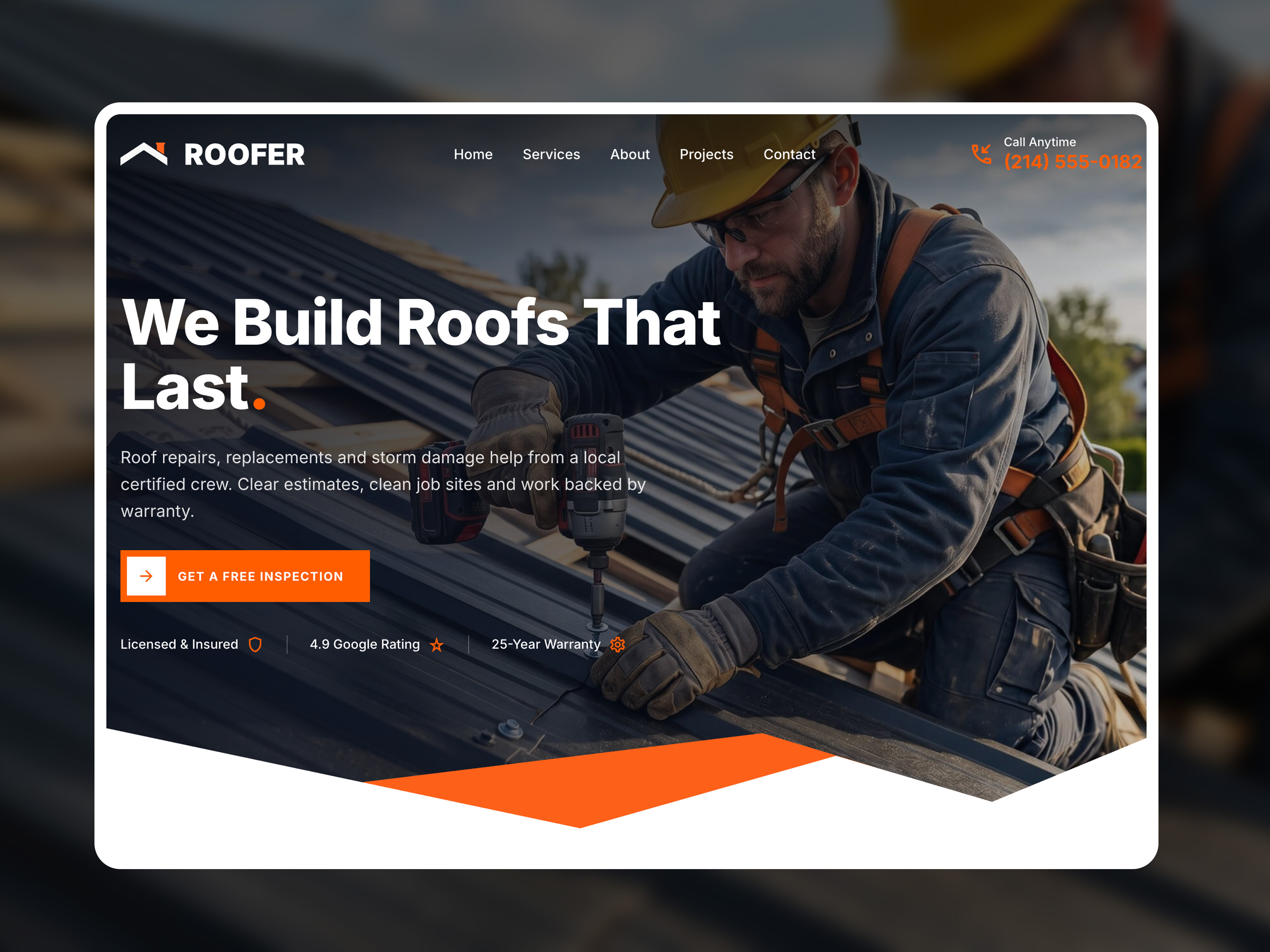 Roofera — Free Home Services Template for Framer preview