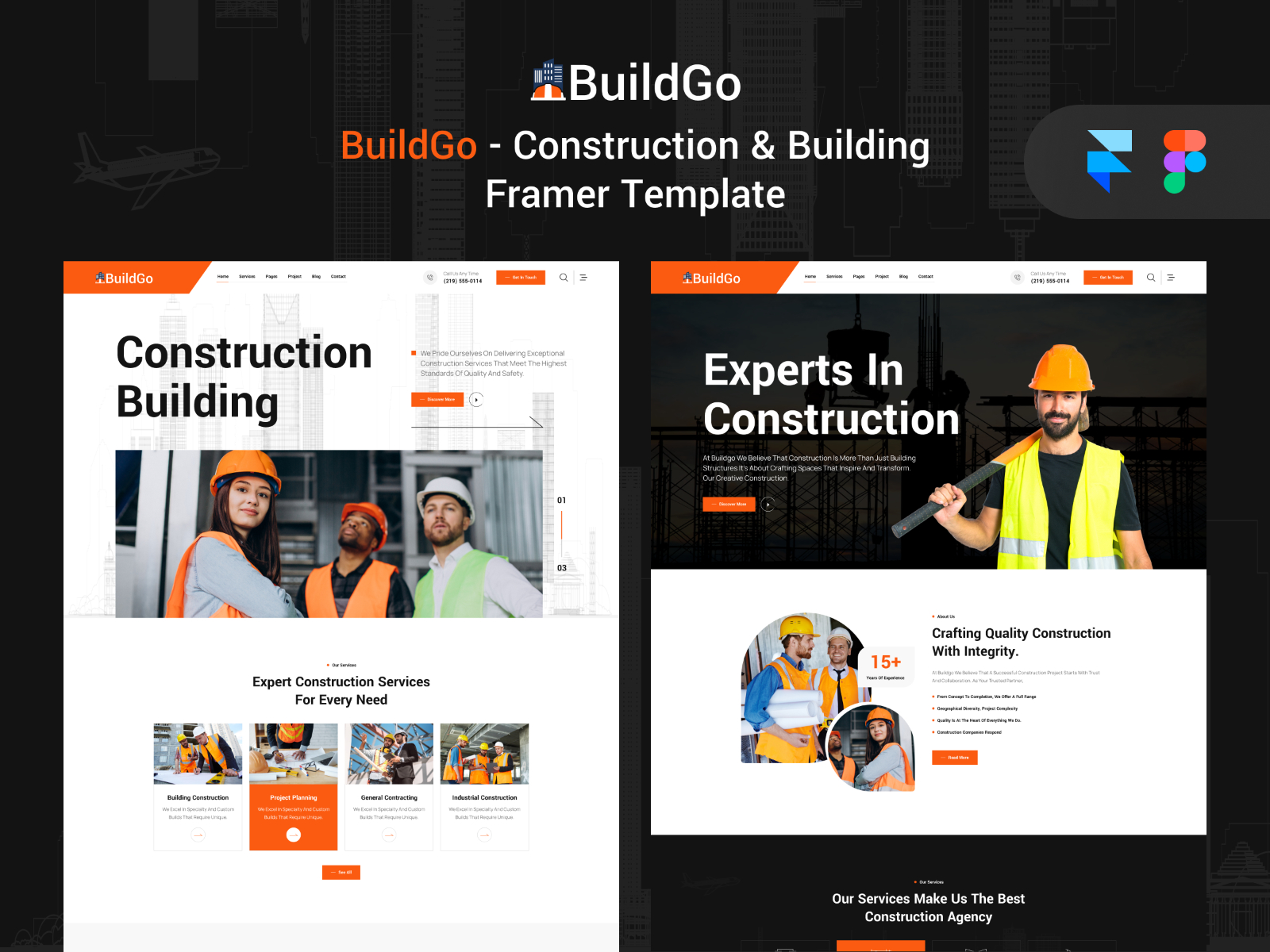 Roofle — Free Construction Website Template by Mezario — Free Home Services Template for Framer by Mezario preview