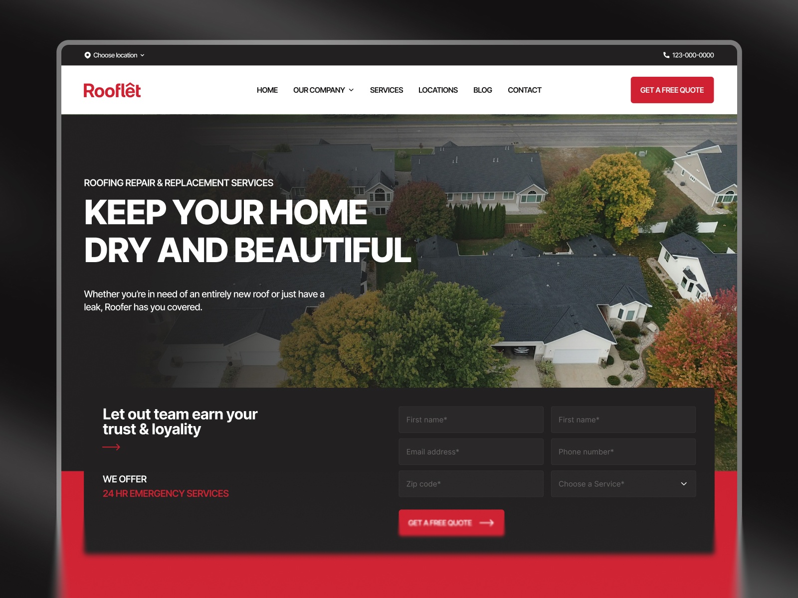 Rooflet — Free Roofing & Local Service Framer Template preview