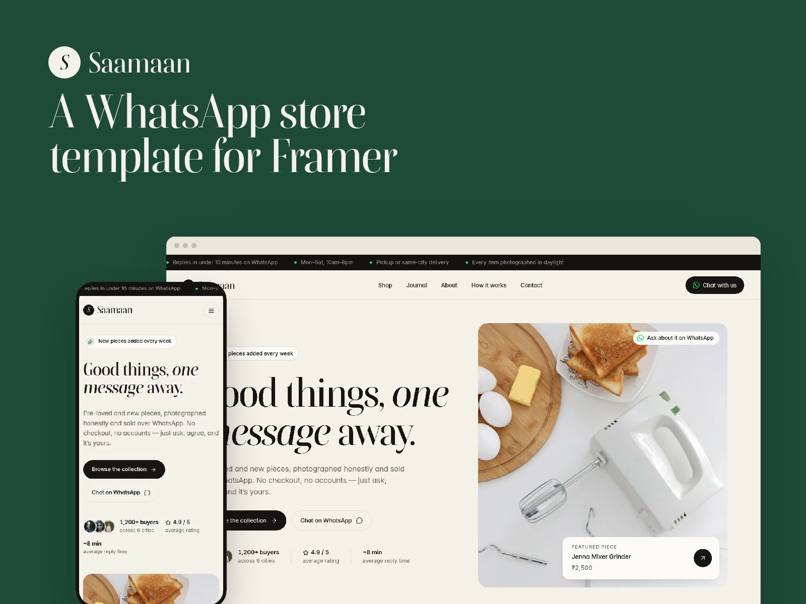 Saamaan — Free Ecommerce Template for Framer preview