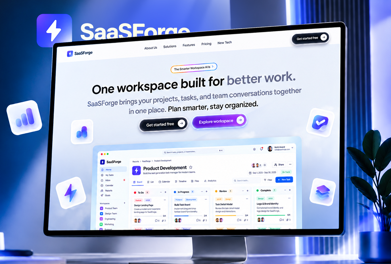 SaaSForge — Free Web3 Framer Template preview