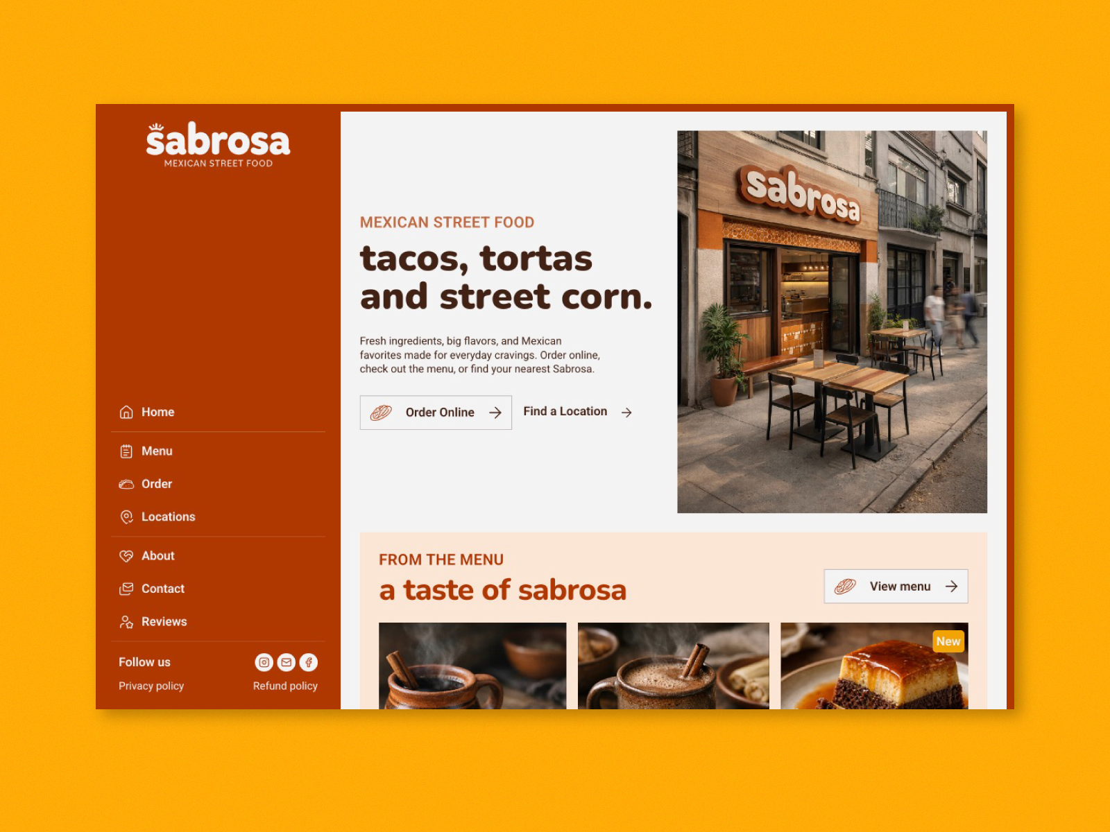Sabrosa Template: Free Restaurant Website Template by Taller Tintor MX — Free Food Framer Template preview