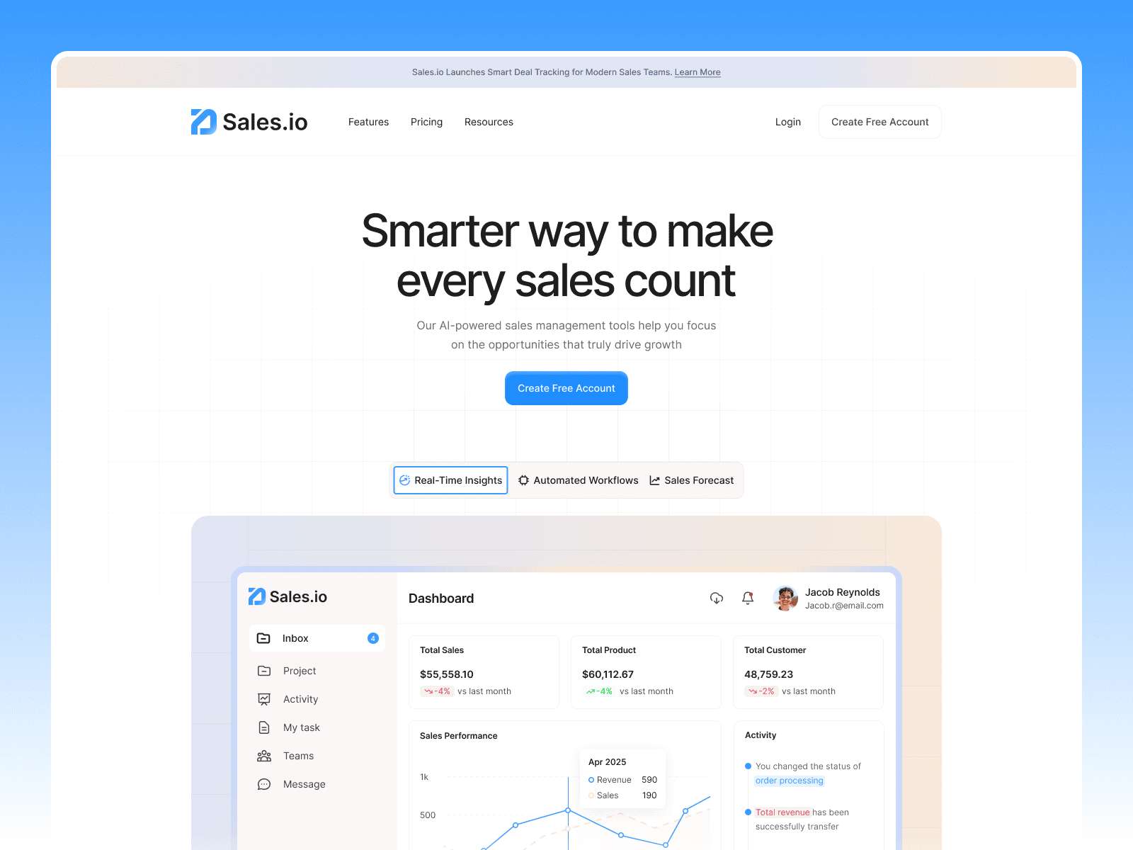 Salesio — Free HR Framer Template preview
