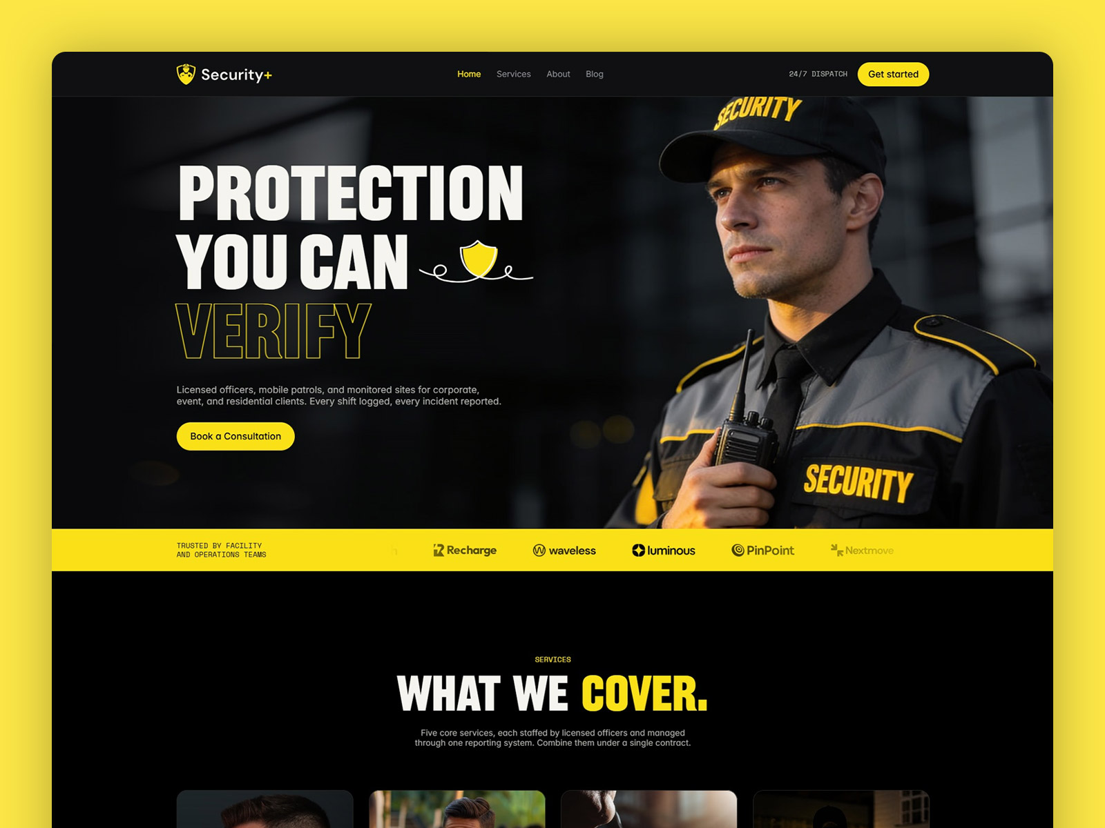 Security Plus — Free Local Service Template for Framer preview