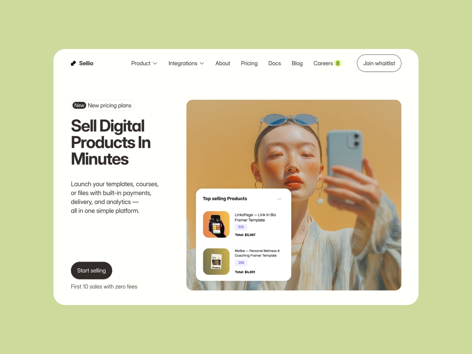 Sellio — Free Digital Product SaaS Framer Template preview