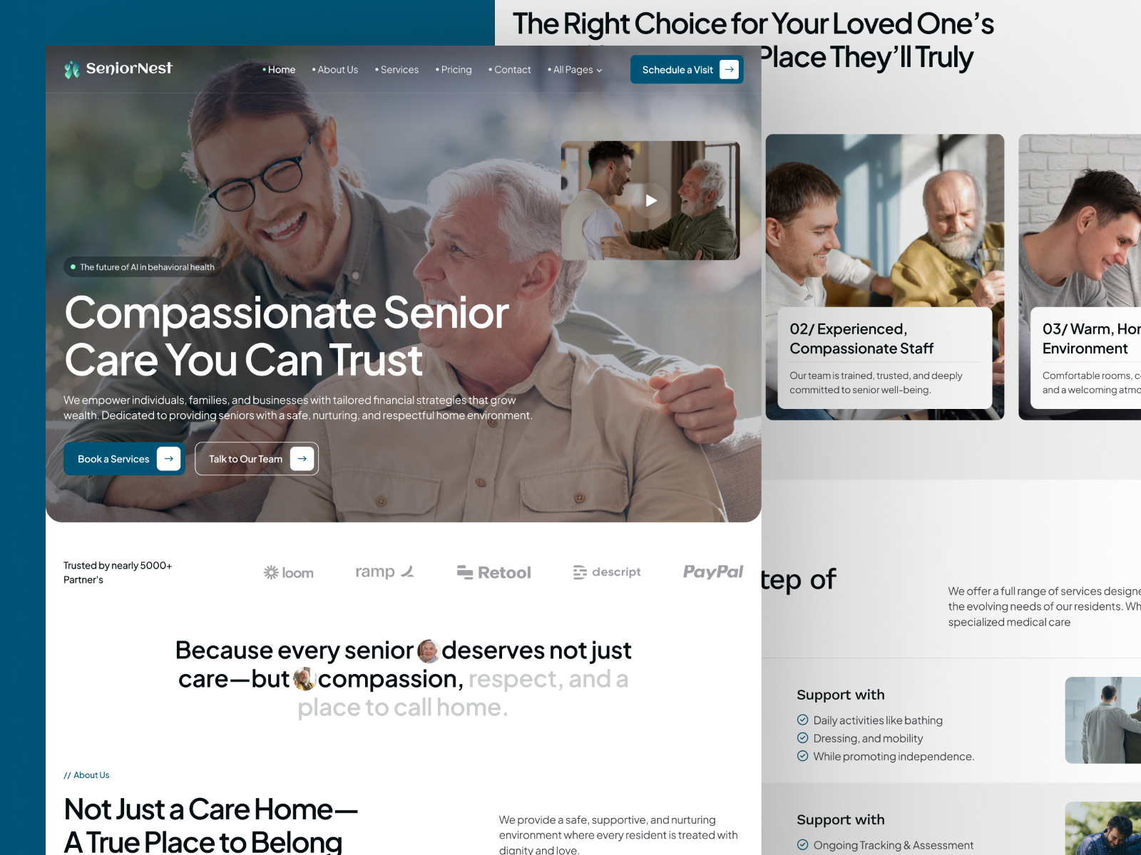 SeniorNest — Free Senior Care & Assisted Living Framer Template preview