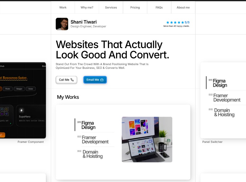 Shani Tiwari: Free Portfolio Website Template by Shani Tiwari — Free Portfolio Framer Template preview