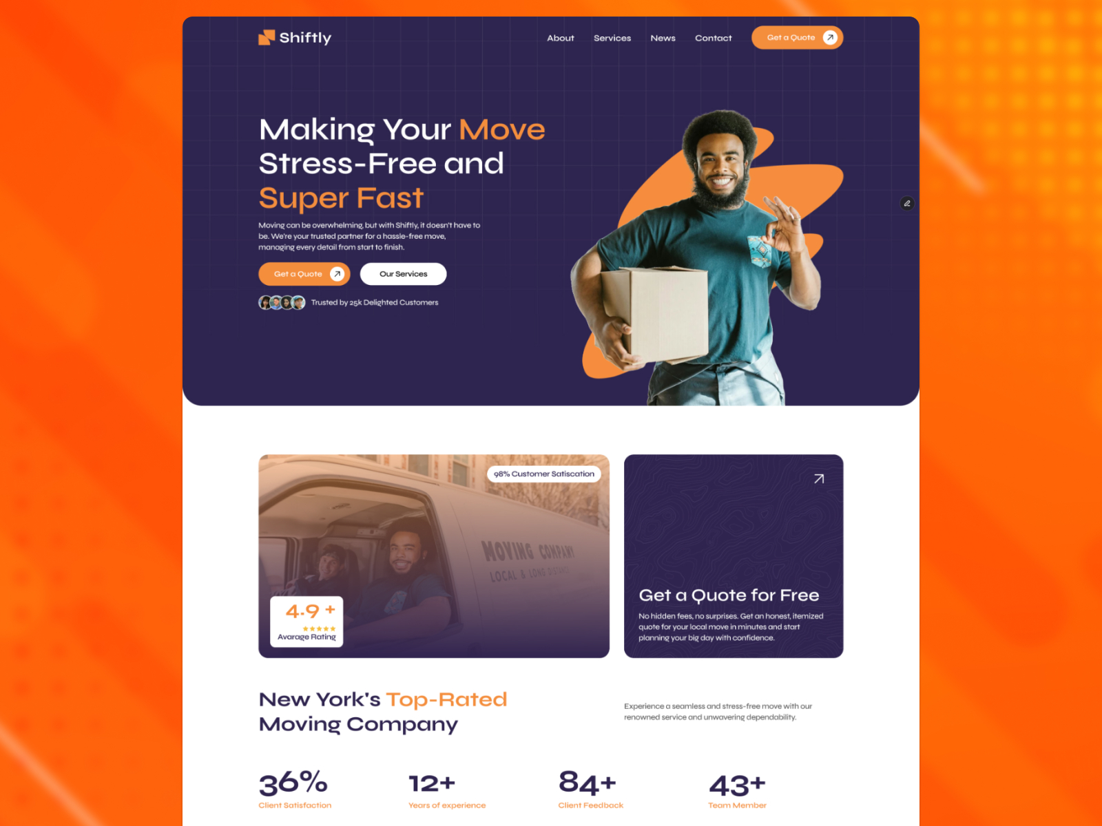 Shiftly — Free Moving & Logistics Framer Template preview