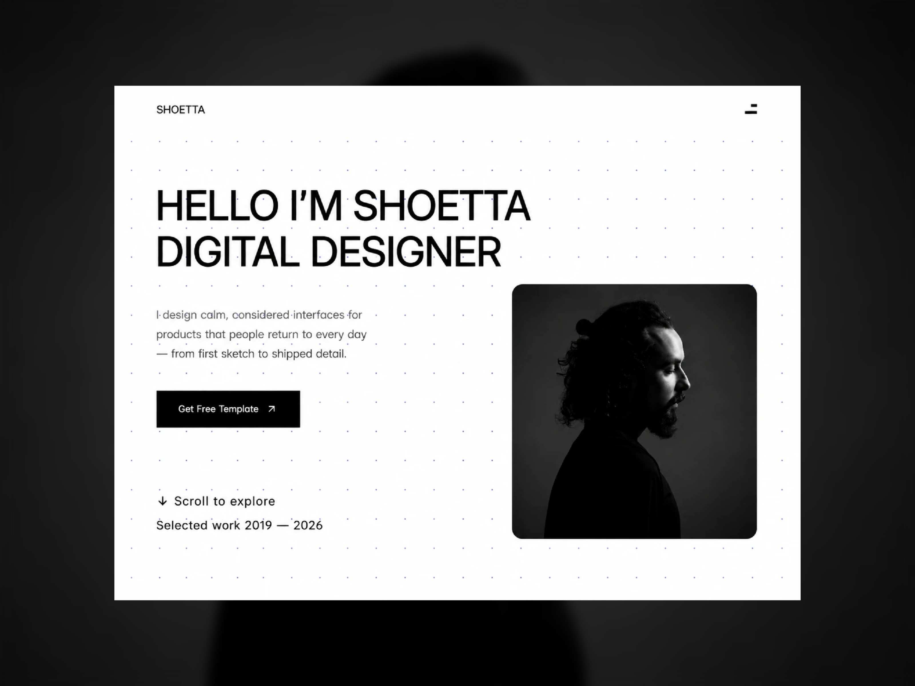 SHOETTA: Free Portfolio Website Template by Edi Priatama — Free Portfolio Framer Template preview