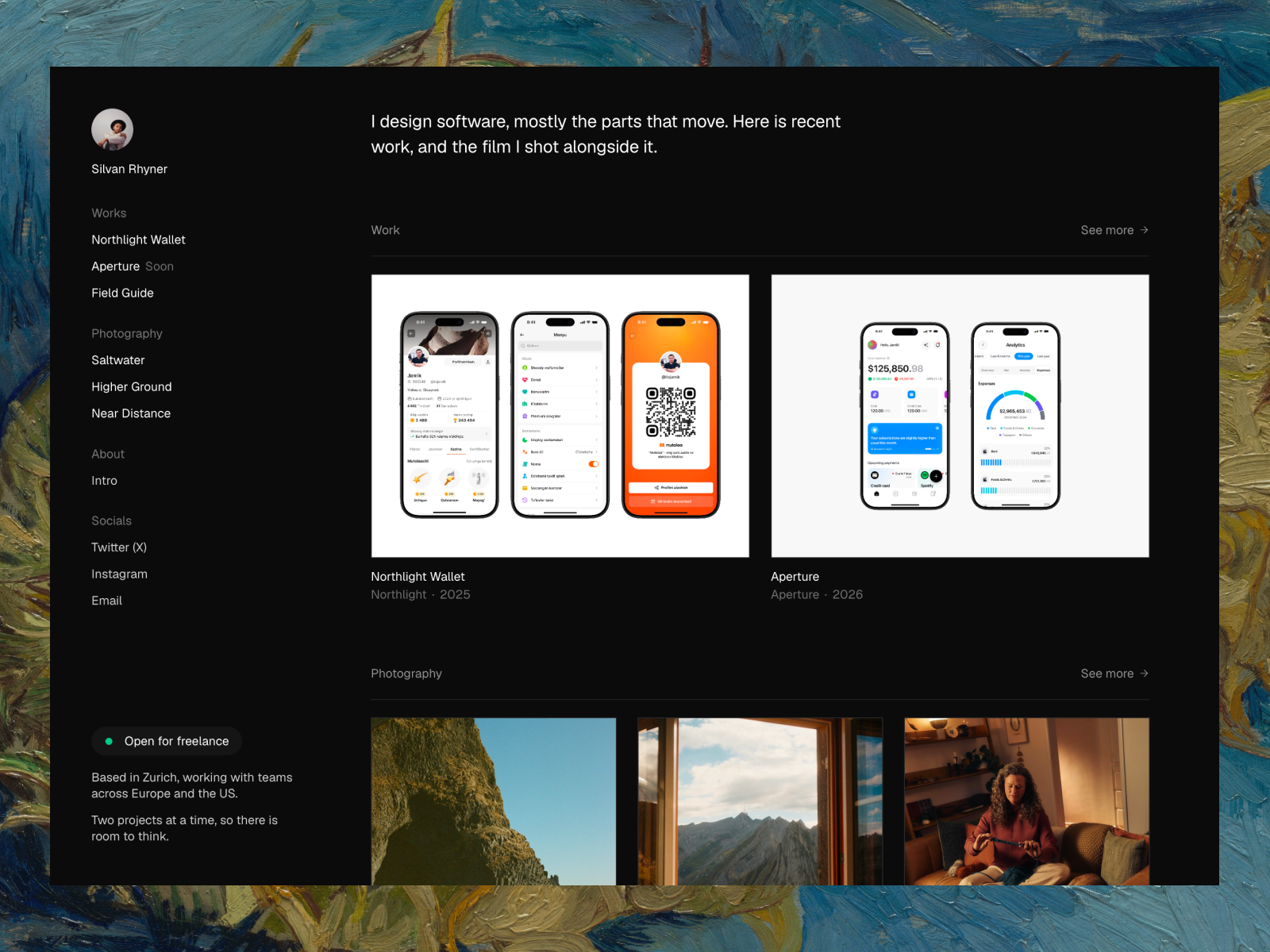 Silvan Rhyner — Free Portfolio Framer Template preview