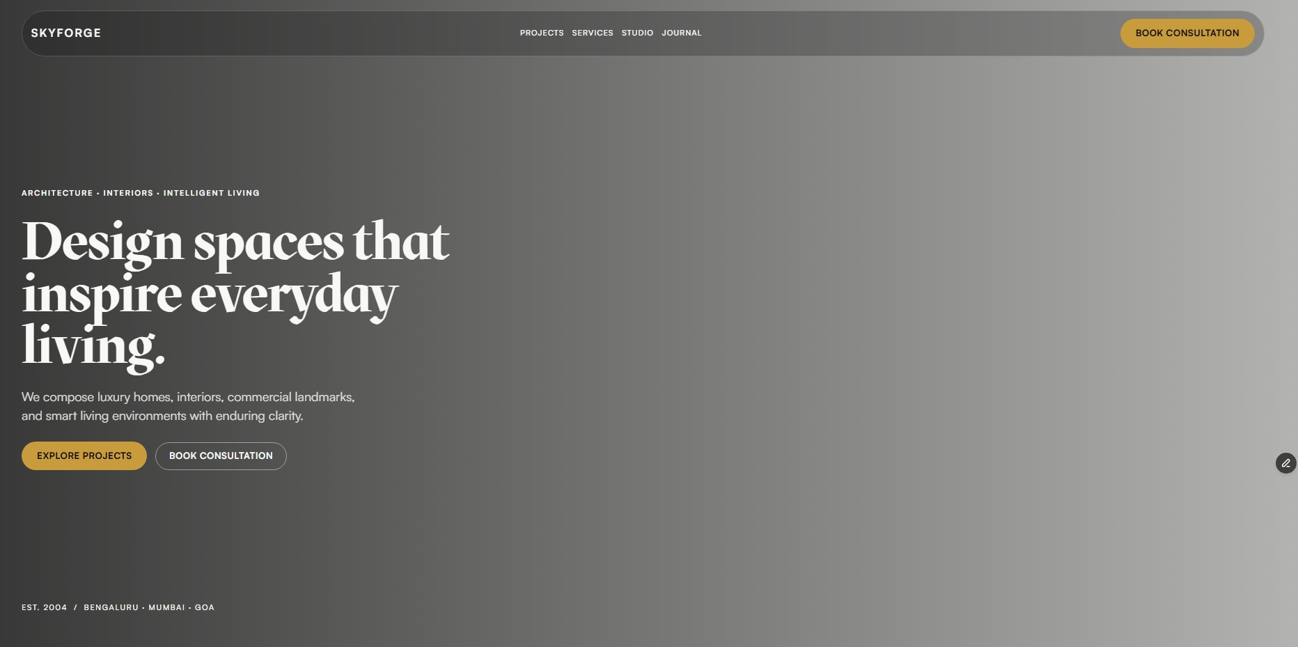 SkyForge Studio — Free Portfolio Website Template by Shobana Devi A — Free Architecture Template for Framer by Shobana Devi A preview