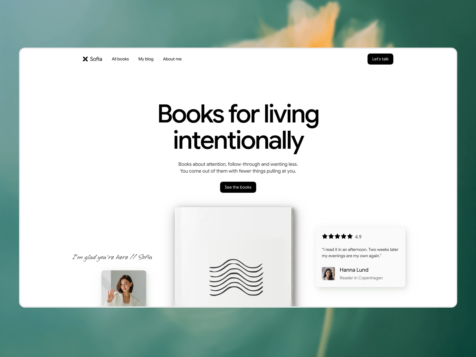 Sofia Author website: Free Portfolio Website Template by Felix Clausen — Free Portfolio Framer Template preview