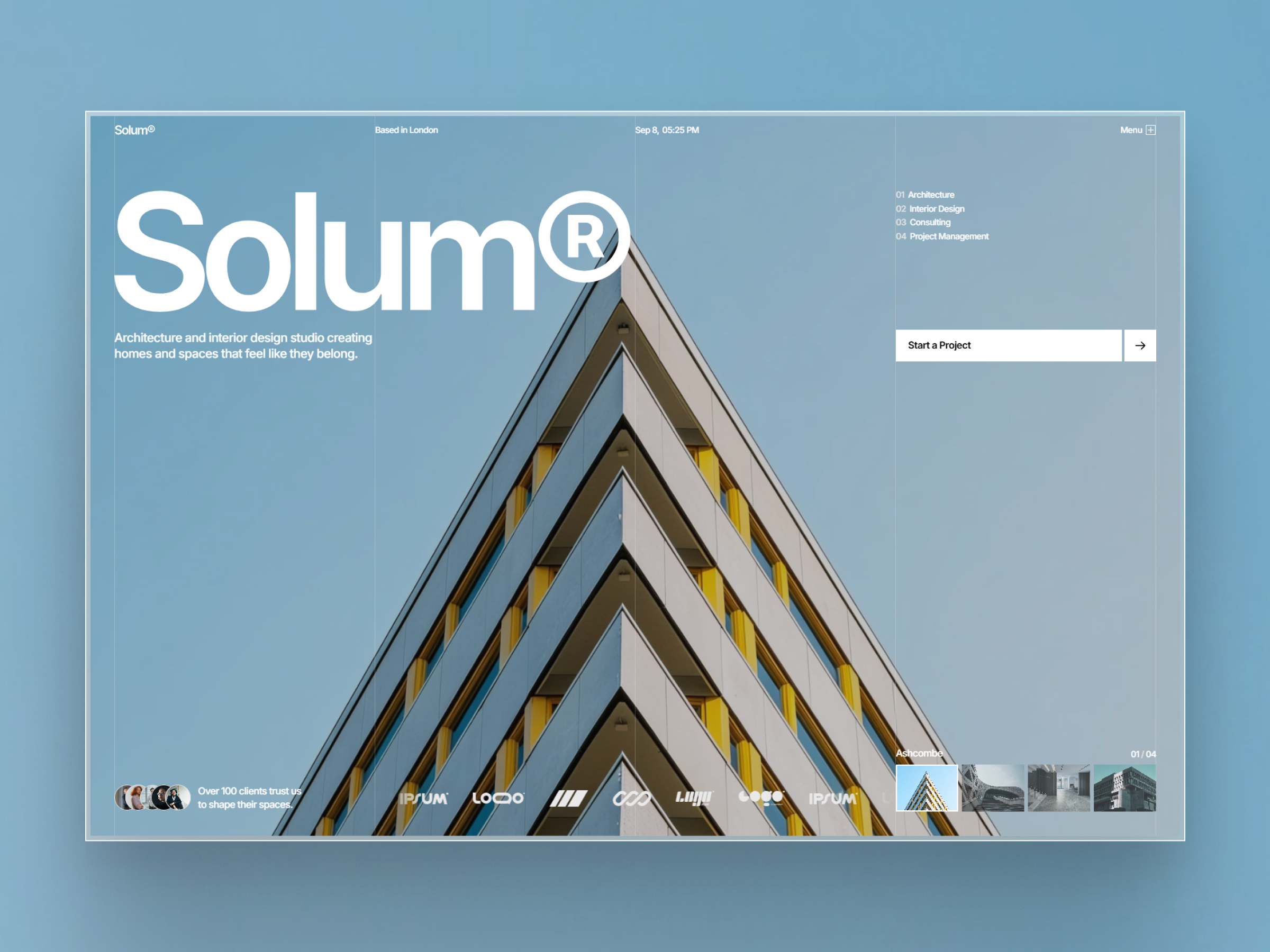 Solum — Free Architecture Framer Template preview