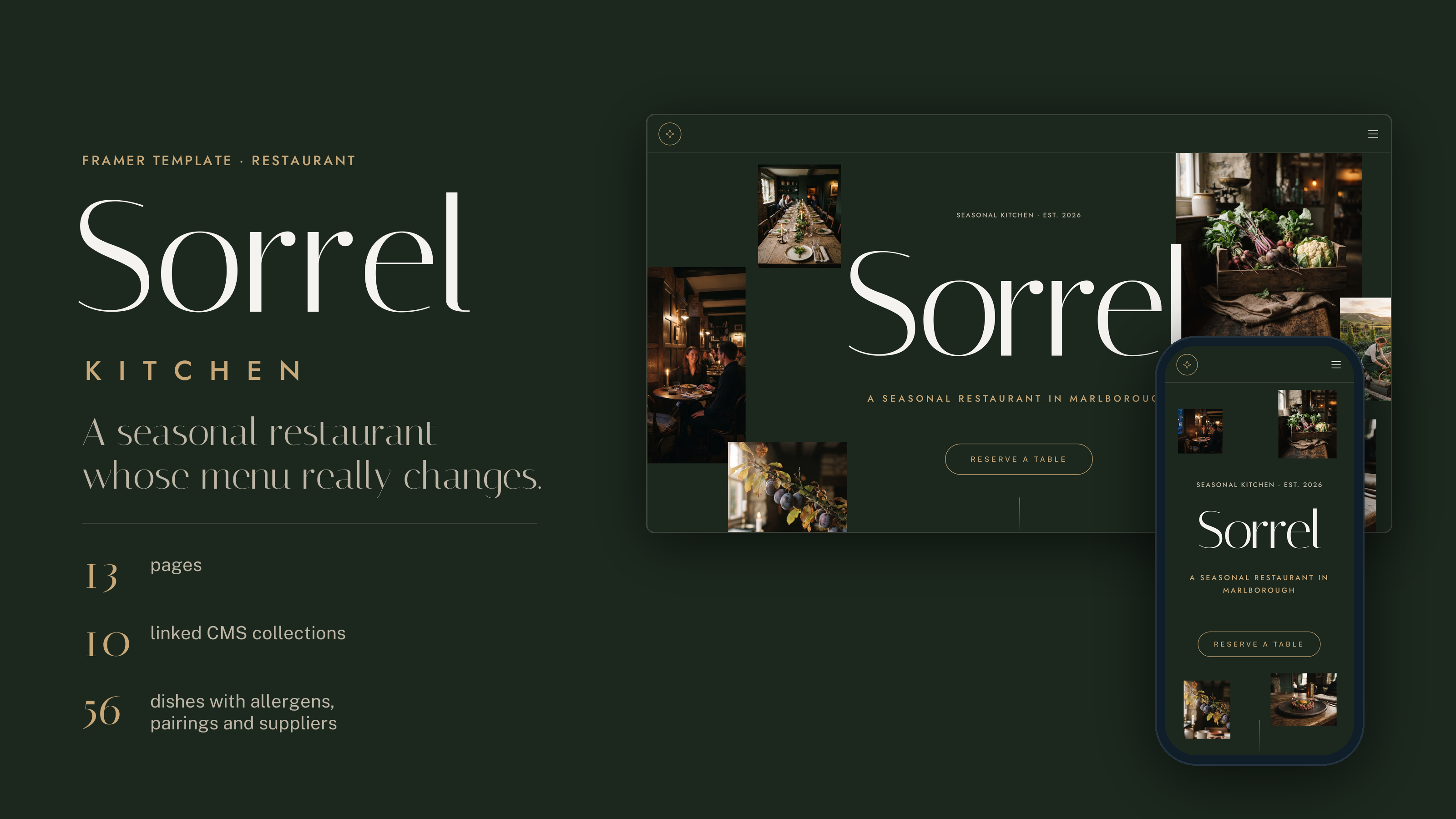 Sorrel Kitchen — Free Food Template for Framer preview