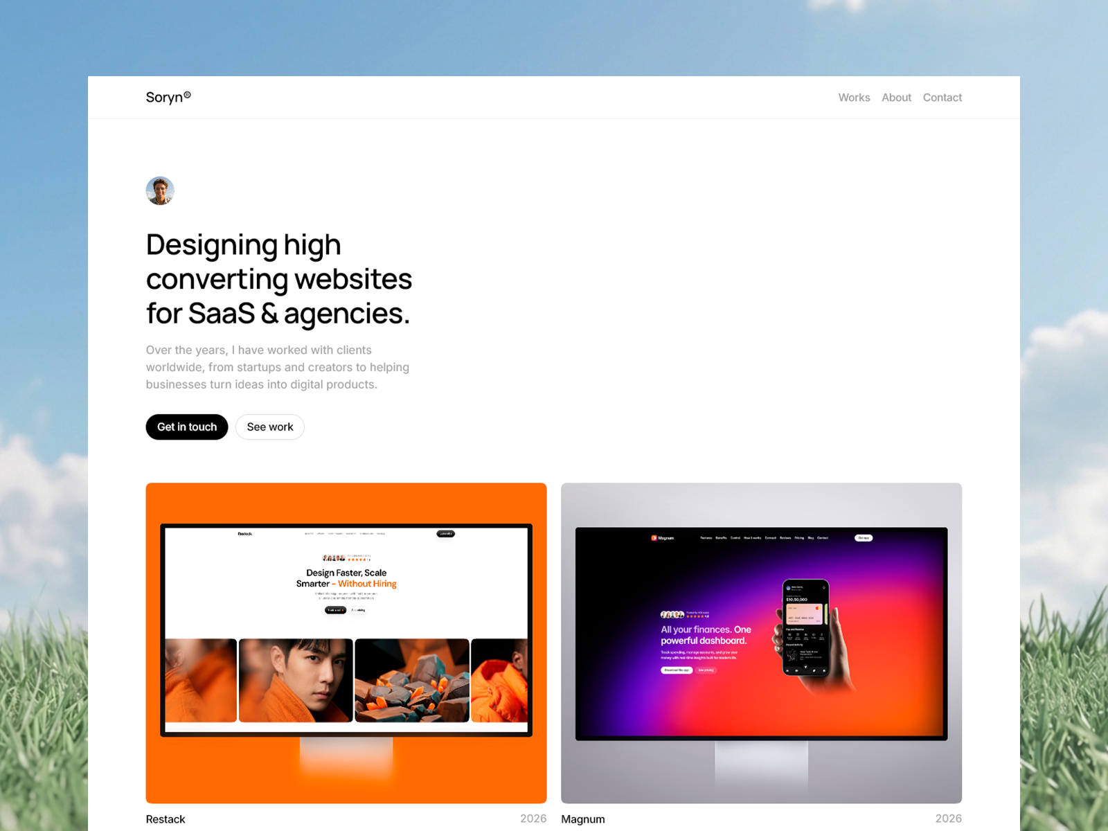 Soryn — Free Designer Portfolio Framer Template preview