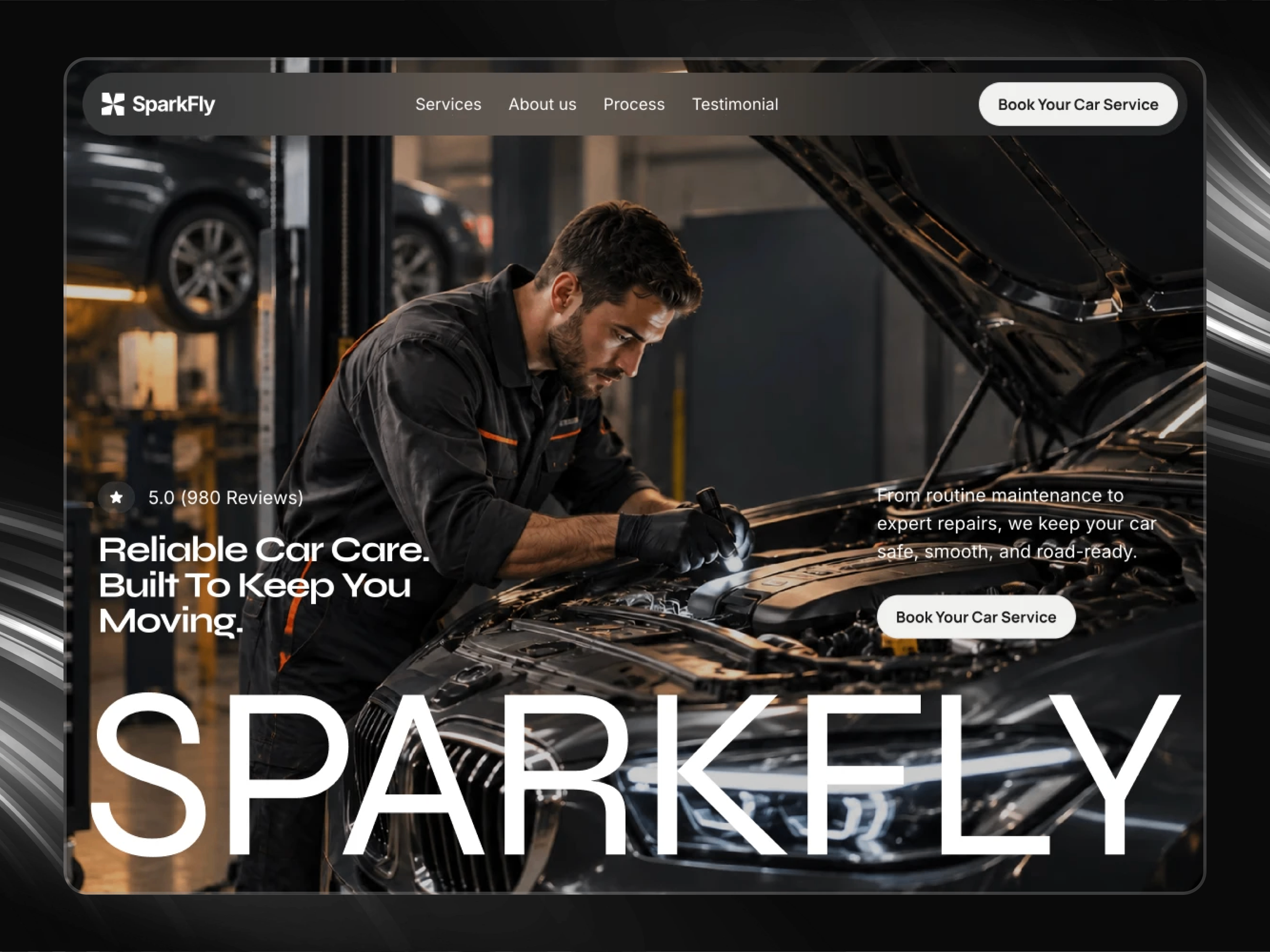 SparkFly — Free Automotive Template for Framer preview