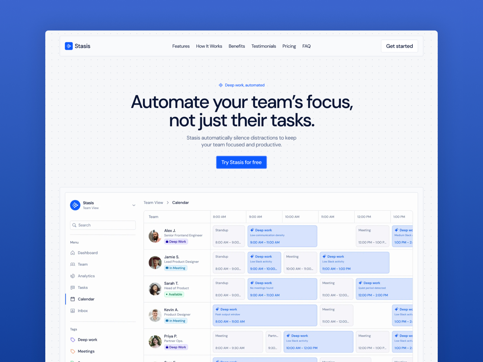 Stasis — Free SaaS Framer Template preview