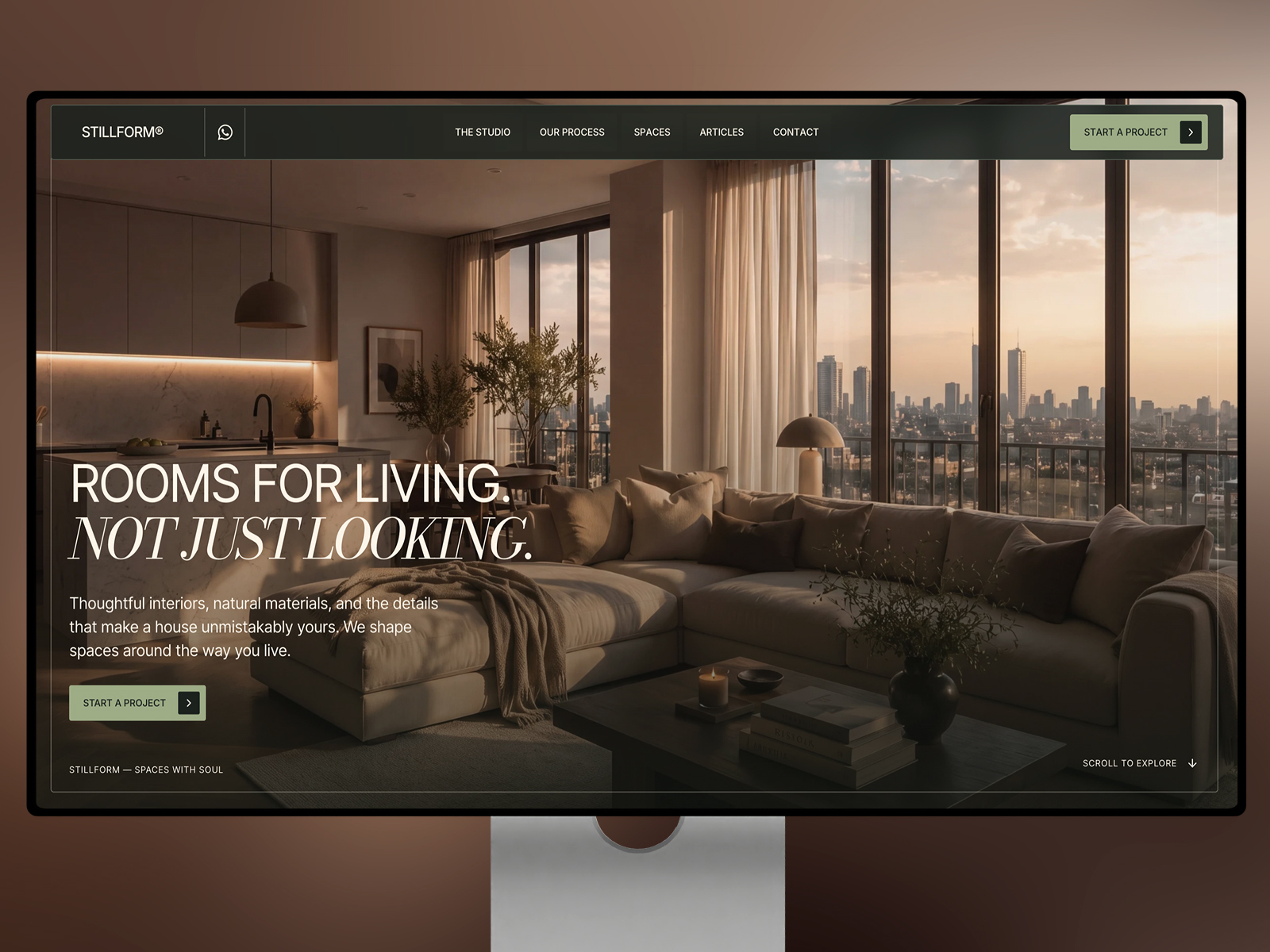 Stillform Spaces — Free Architecture Template for Framer preview