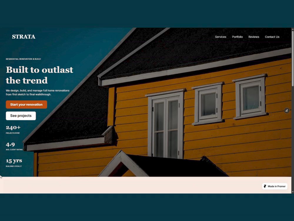 Strata Architect — Free Real Estate Website Template by Ace — Free Architecture Template for Framer by Ace preview